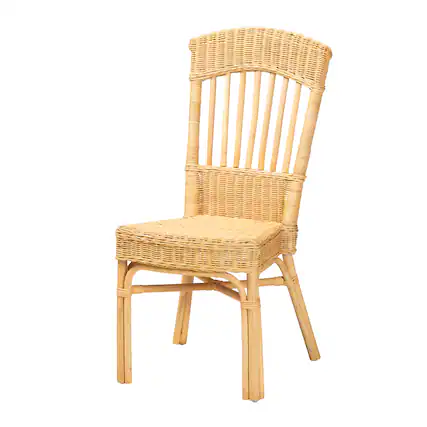 Front. bali & pari - Barito Modern Bohemian Rattan Dining Chair - Natural Brown.
