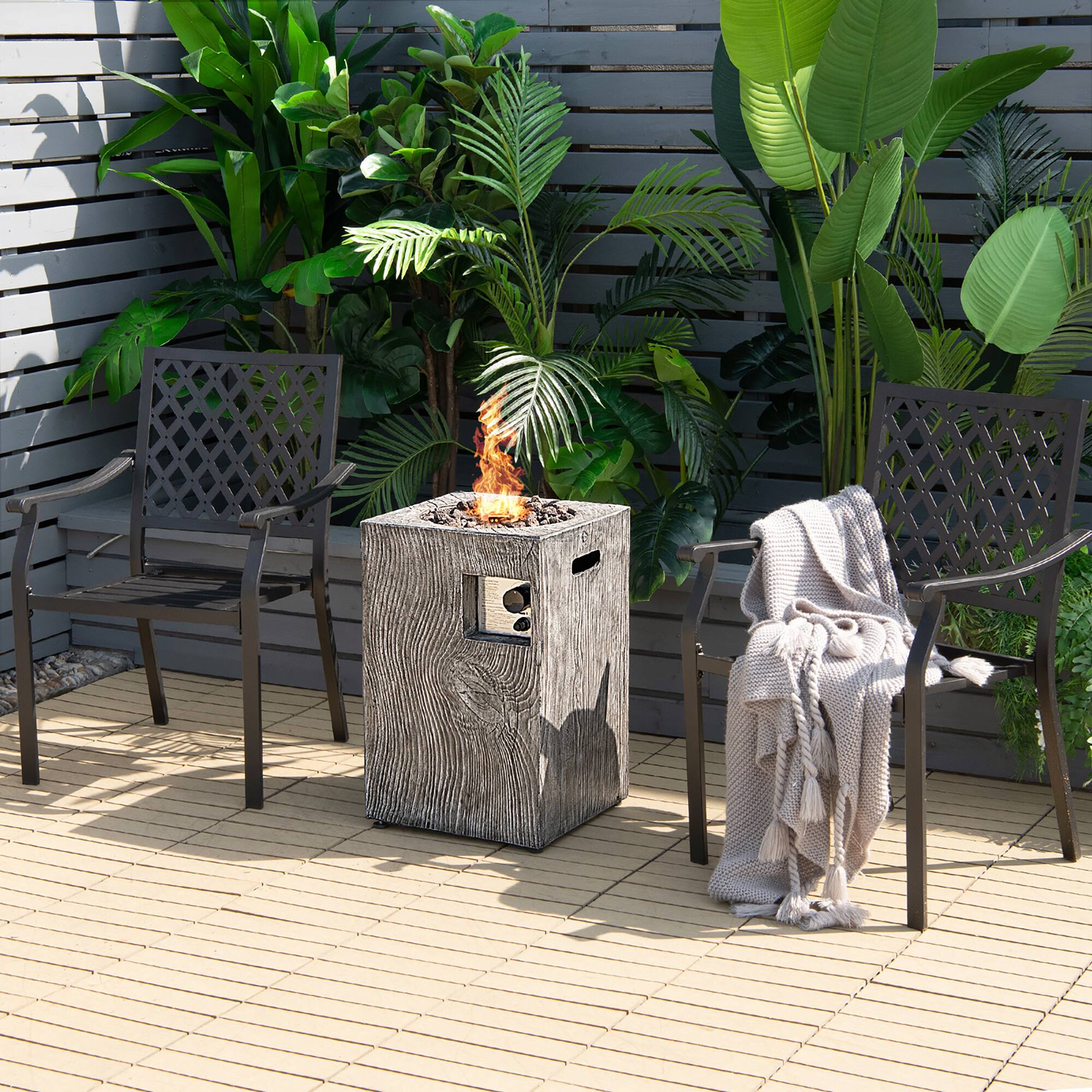 Alt View 8. Costway - Costway 16" Square Outdoor Propane Fire Pit w/Lava Rocks Waterproof Cover 30,000 BTU - Grey.
