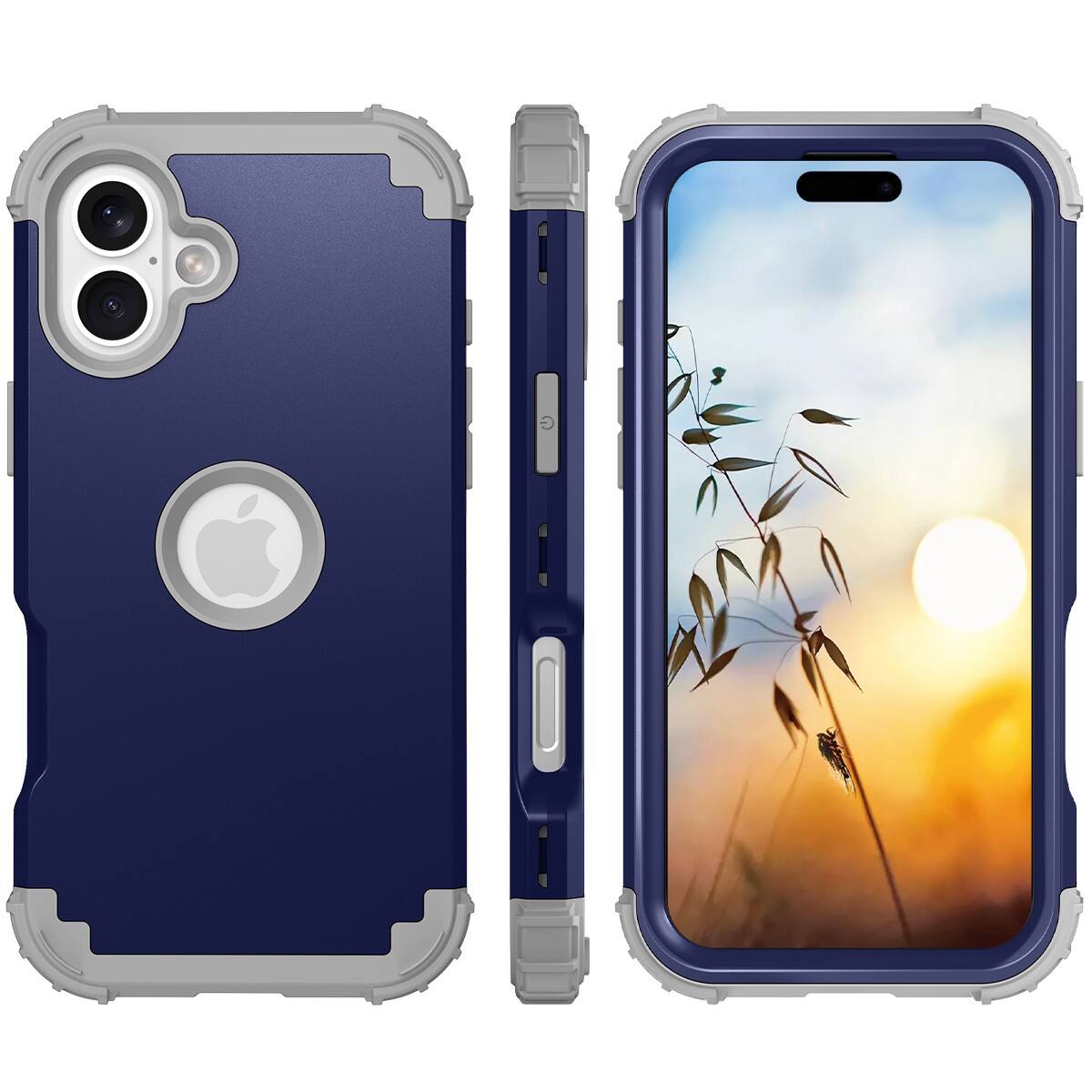 Alt View 2. Dteck - Rugged Case for Apple iPhone 17,Shockproof Soft Silicone Bumper Hard PC Back Cover,3-Layers Protective Shell - Darkblue.