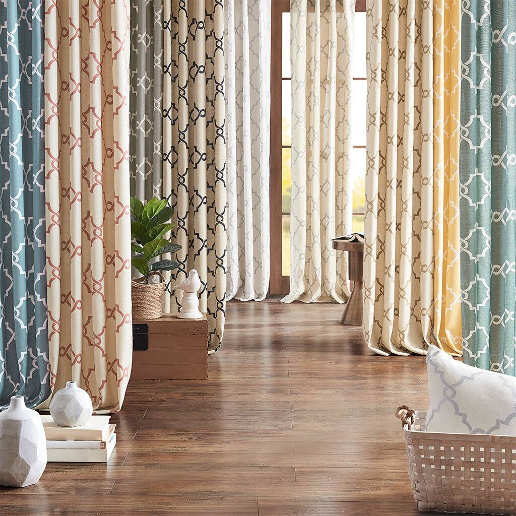 Alt View 8. BreeBe - Fretwork Print Grommet Top Window Curtain Panel(Only 1 Pc Panel) - Seafoam + White.