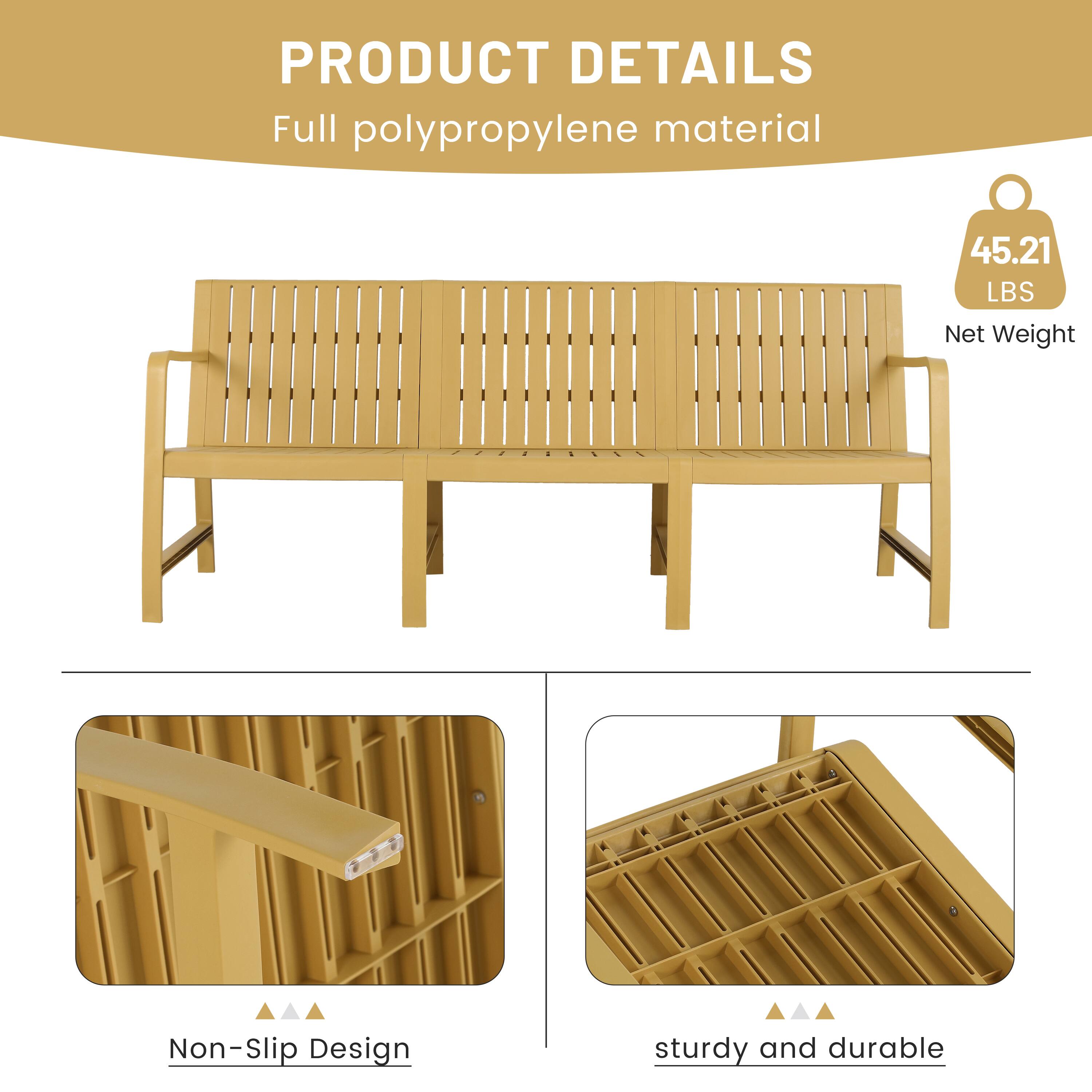 PRODUCT DETAILS  
Full polypropylene material  
45.21 LBS Net Weight  
Non-Slip Design  
Sturdy and durable