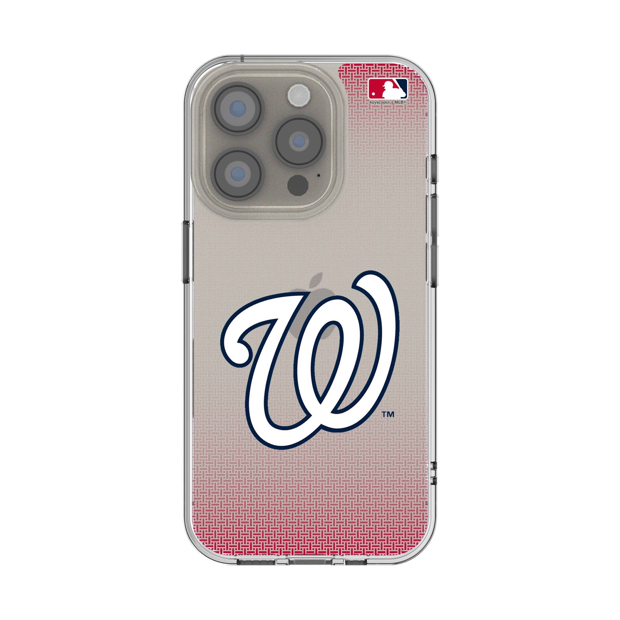 Front. Keyscaper - Washington Nationals Linen Logo iPhone Clear Case - 14 Pro Max - Multicolor.