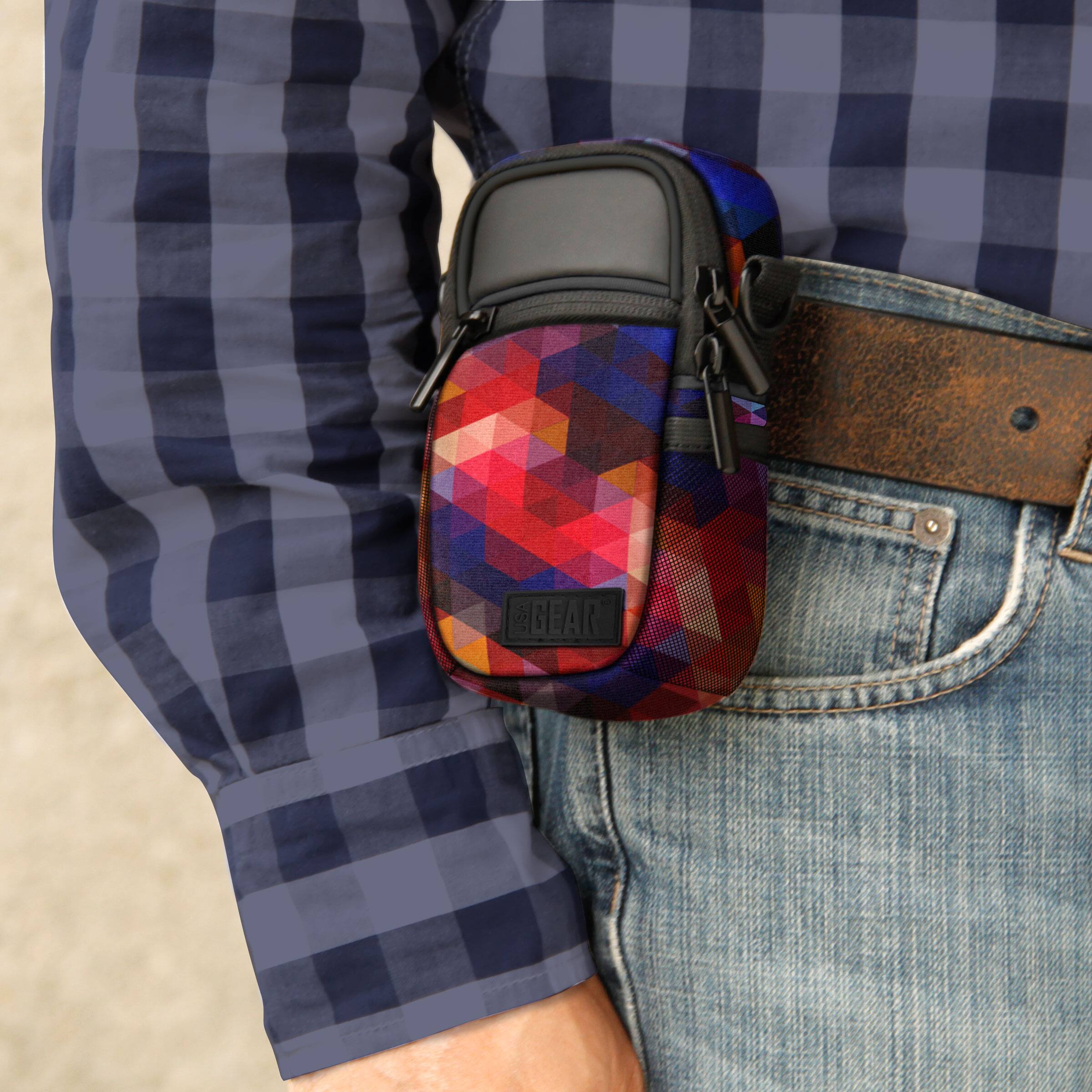 Alt View 5. USA Gear - Compact Camera Pouch with Belt Loop & Shoulder Strap Sling.