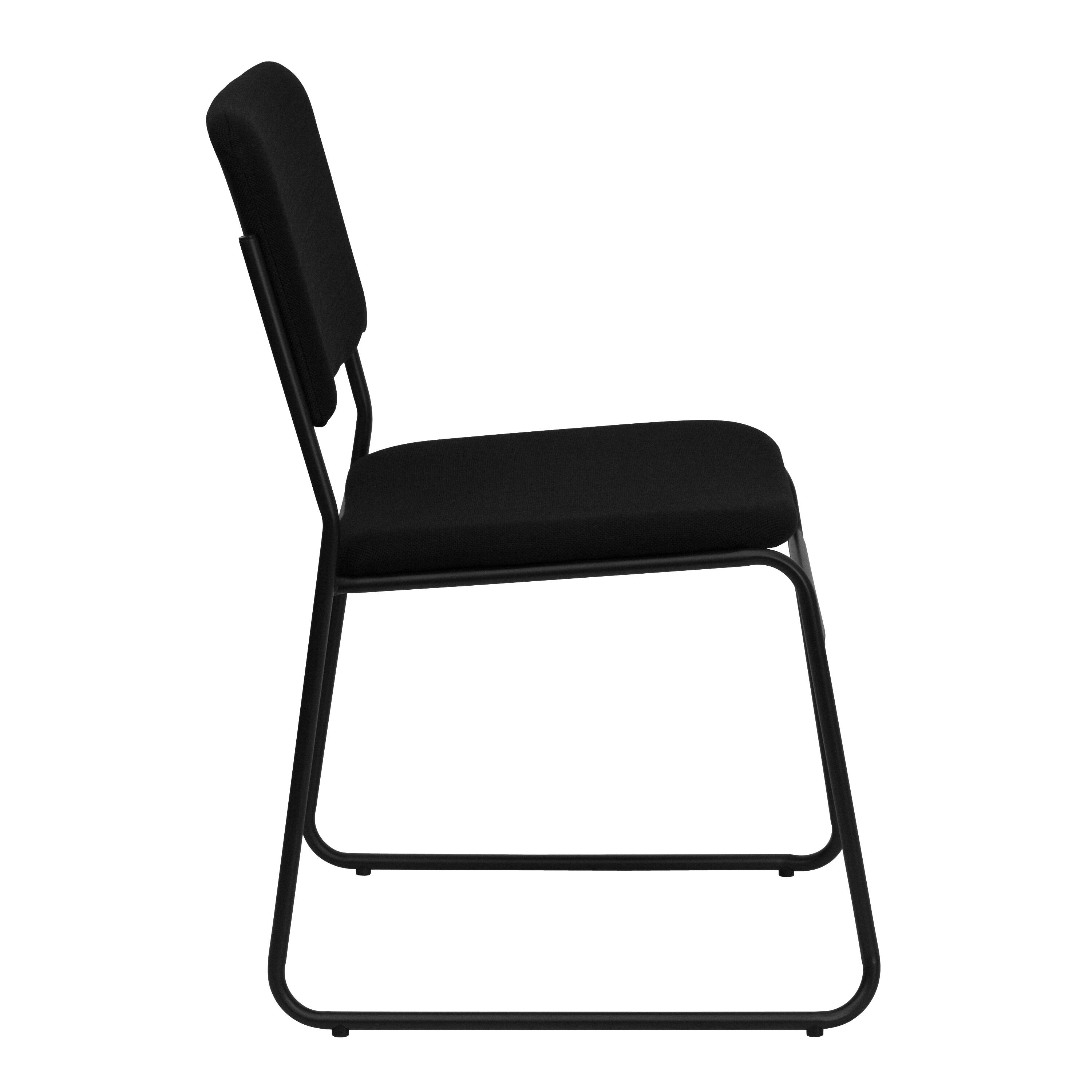 Alt View 6. Emma + Oliver - 500 lb. Capacity High Density Stacking Chair with Sled Base - Black Fabric/Black Frame.
