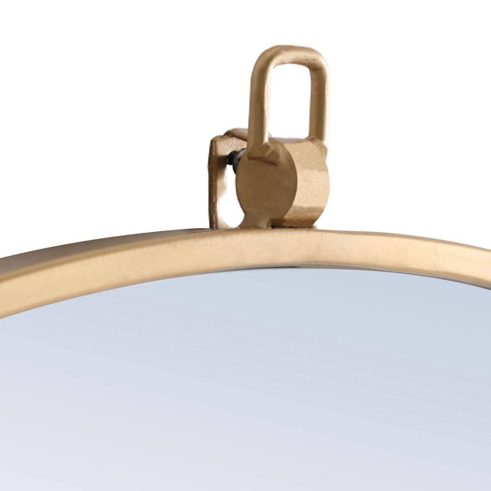 Alt View 9. Elegant Decor - Metal frame Round Mirror with decorative hook 32 inch Brass finish - Brass.