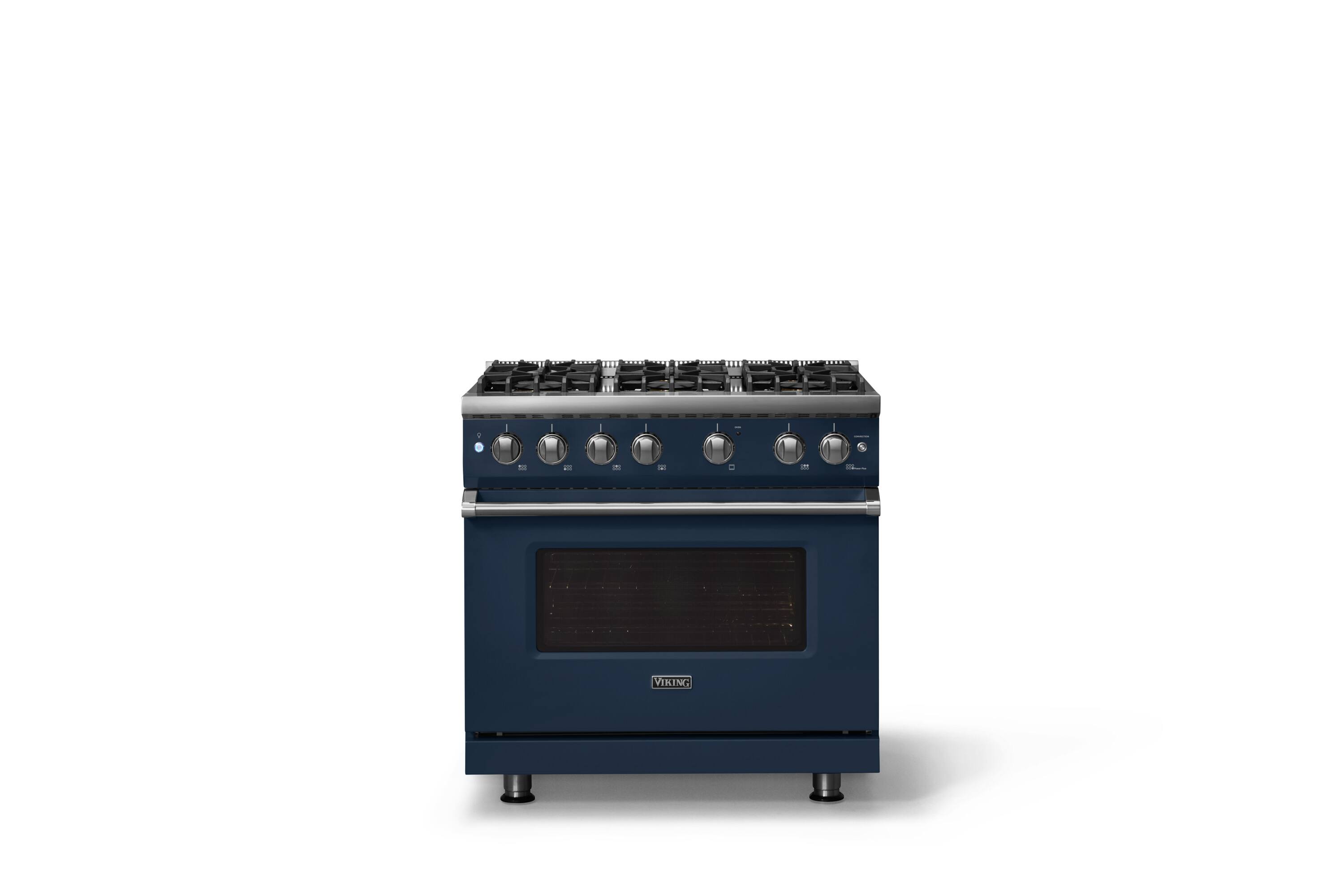 Alt View 1. Viking - Pro 5 Series 5.1 Cu. Ft. Freestanding Sealed 6 Burner Gas Convection Range - Slate Blue - Slate Blue.