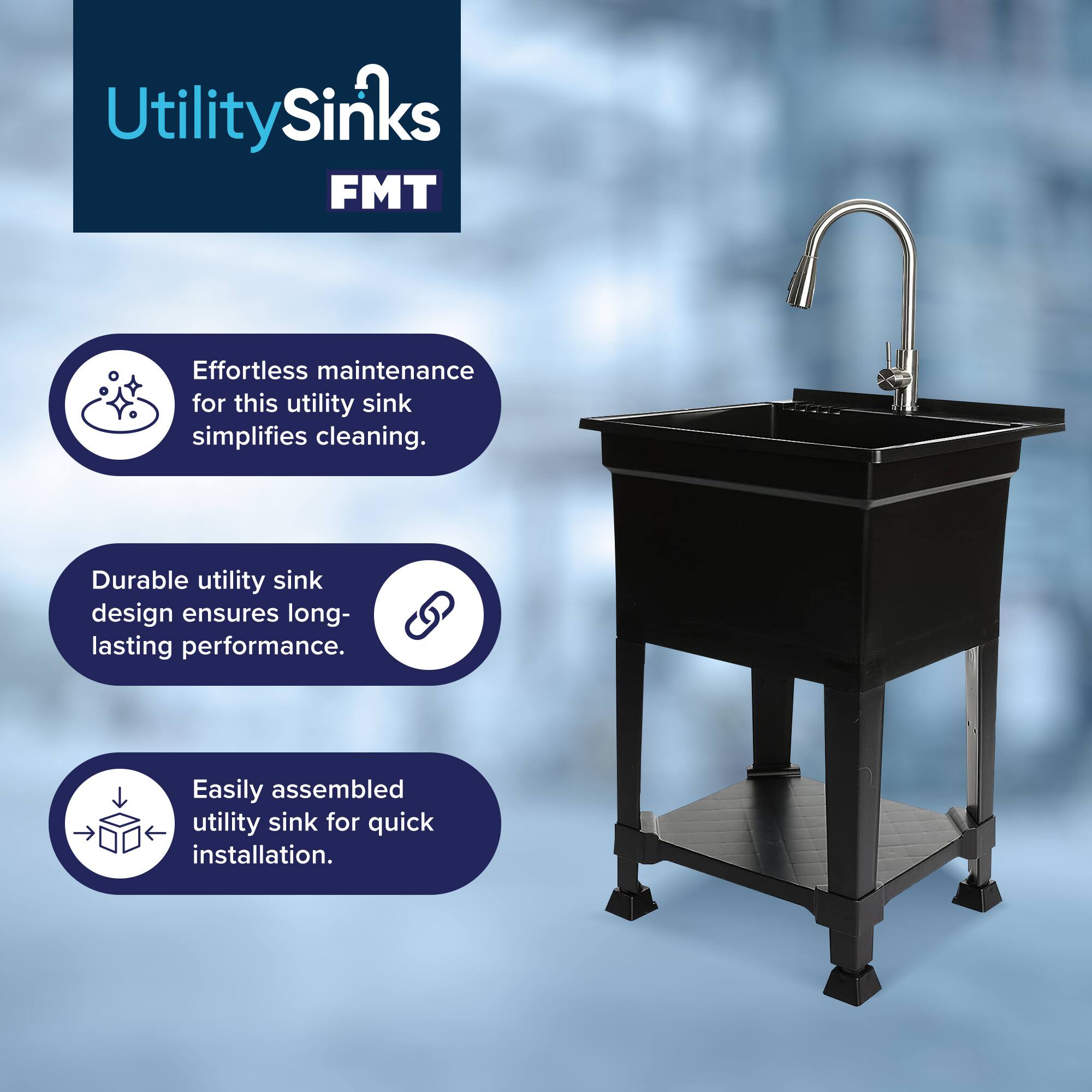 Utility Sinks FMT

- Effortless maintenance for this utility sink simplifies cleaning.
- Durable utility sink design ensures long-lasting performance.
- Easily assembled utility sink for quick installation.