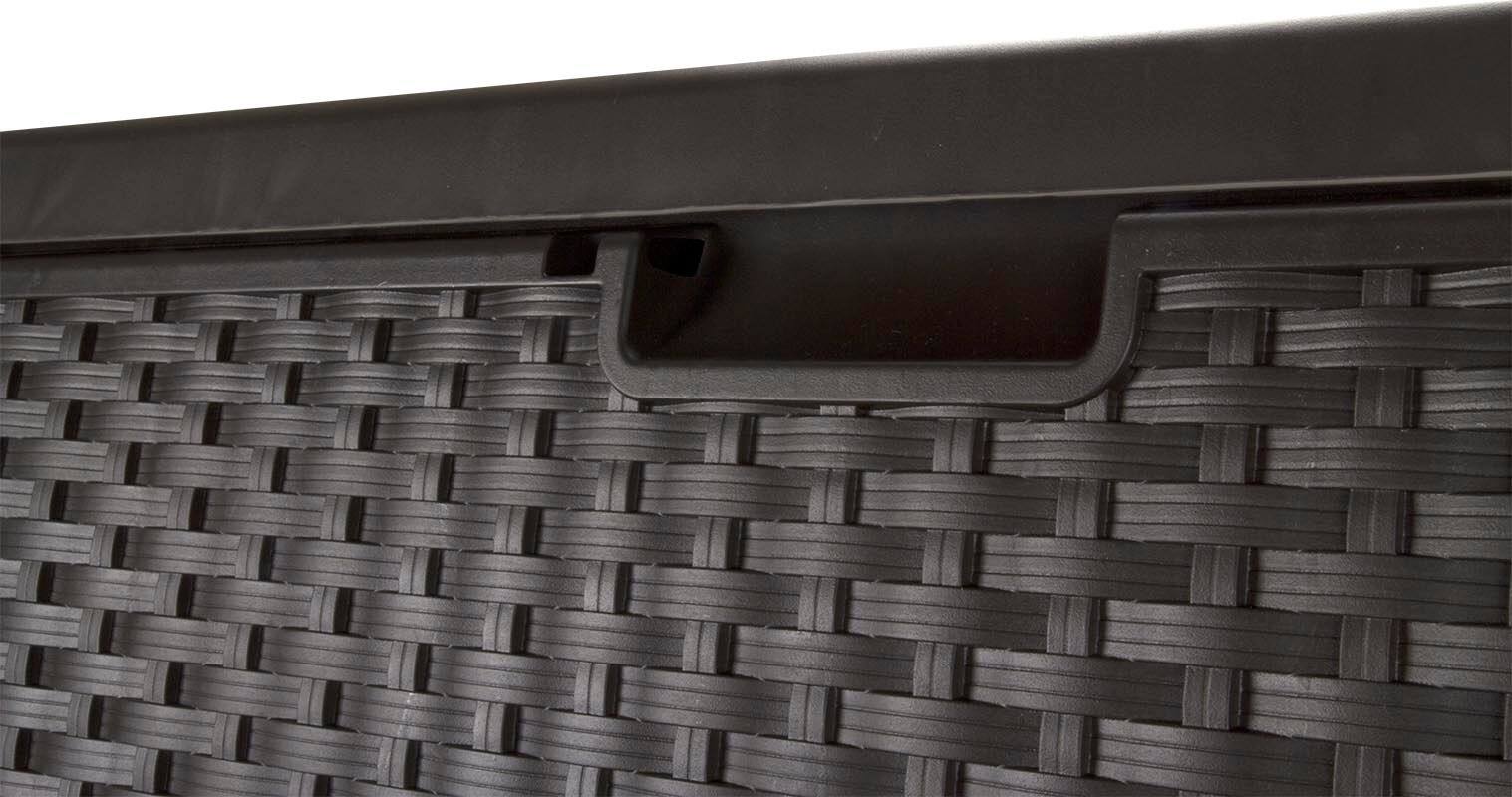 Alt View 3. Suncast - Suncast Trash Hideaway Resin Wicker Style Garbage Bin & 99 Gallon Deck Box, Java - Java.