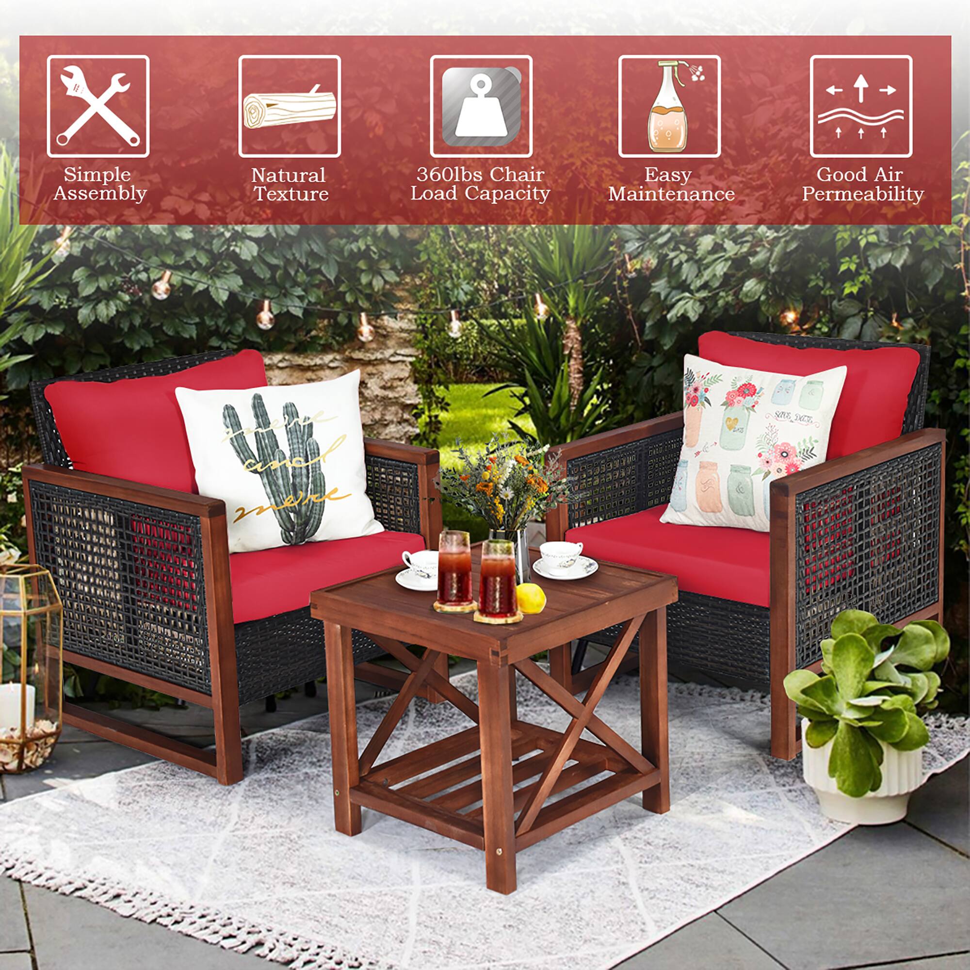 Simple Assembly  
Natural Texture  
360lbs Chair Load Capacity  
Easy Maintenance  
Good Air Permeability