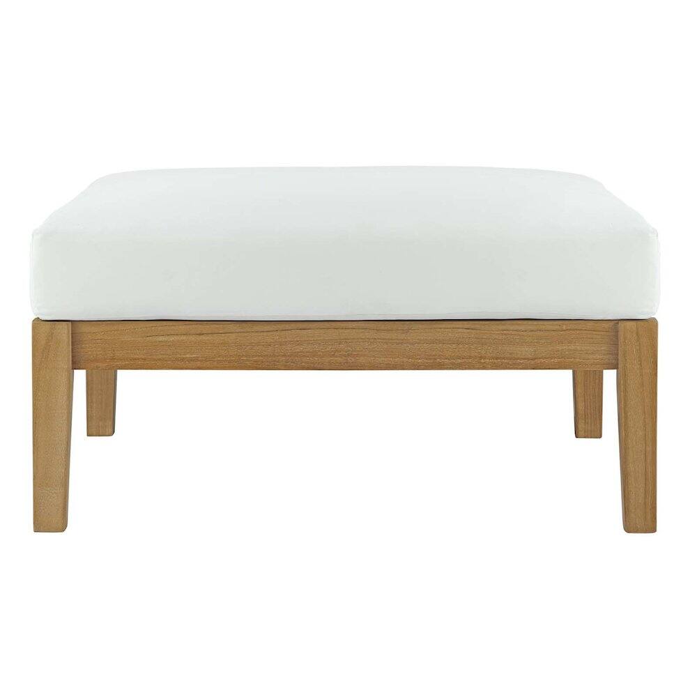 Left. Modway - Bayport Outdoor Patio Teak Ottoman - White.