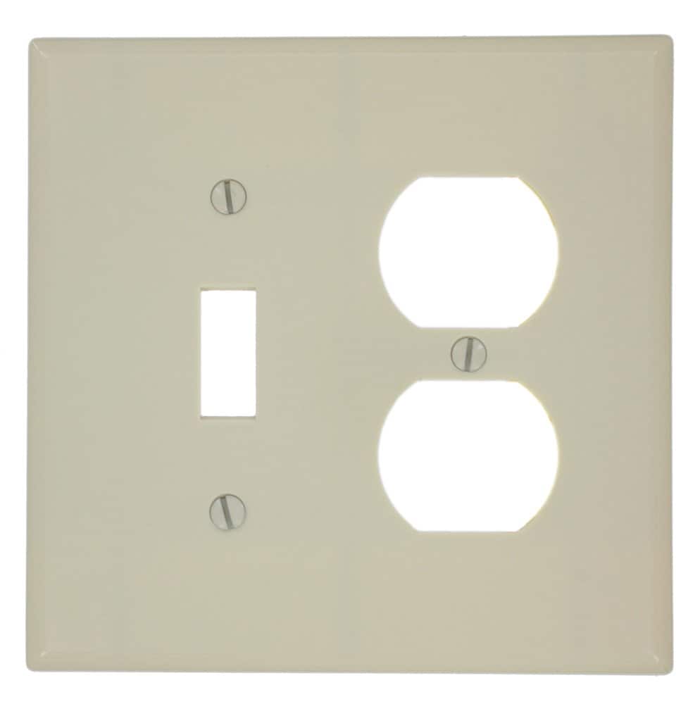 Leviton - 2-Gang Combination Wallplate 1-Toggle 1-Duplex Midway Size 80505-I - White