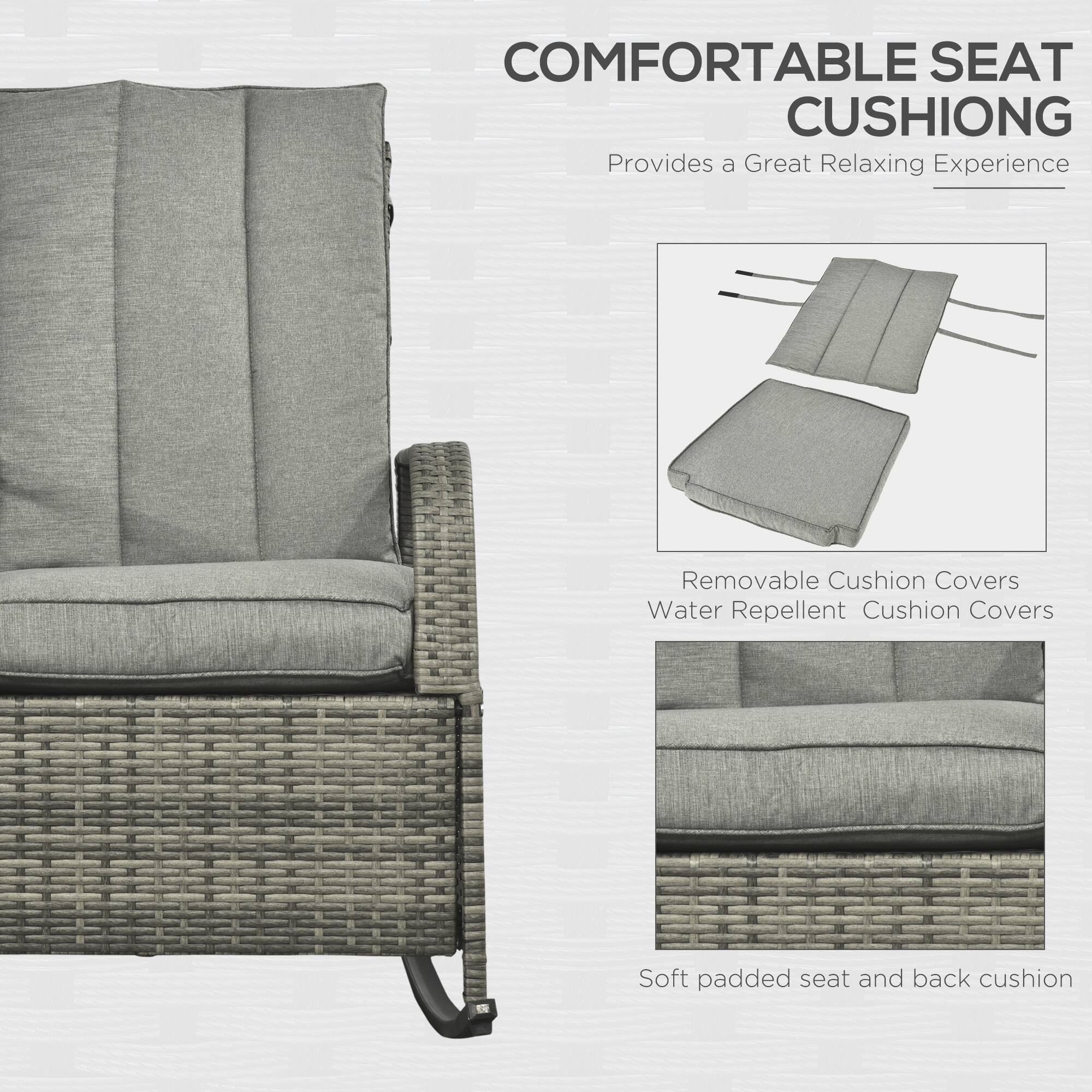 COMFORTABLE SEAT CUSHION  
Provides a Great Relaxing Experience  

Removable Cushion Covers  
Water Repellent Cushion Covers  

Soft padded seat and back cushion