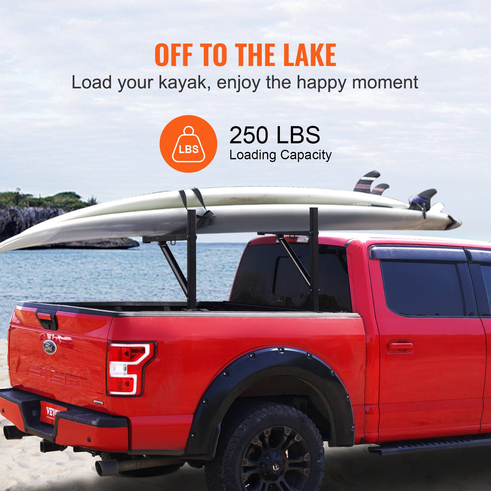 OFF TO THE LAKE  
Load your kayak, enjoy the happy moment  

250 LBS  
Loading Capacity