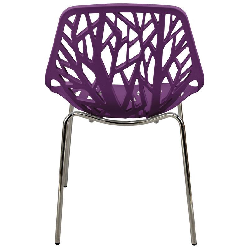 Alt View 1. LeisureMod - Asbury Stackable Modern Dining Chair with Cut Out Design and Chrome Legs Side Chair for Home Living Room - Purple.