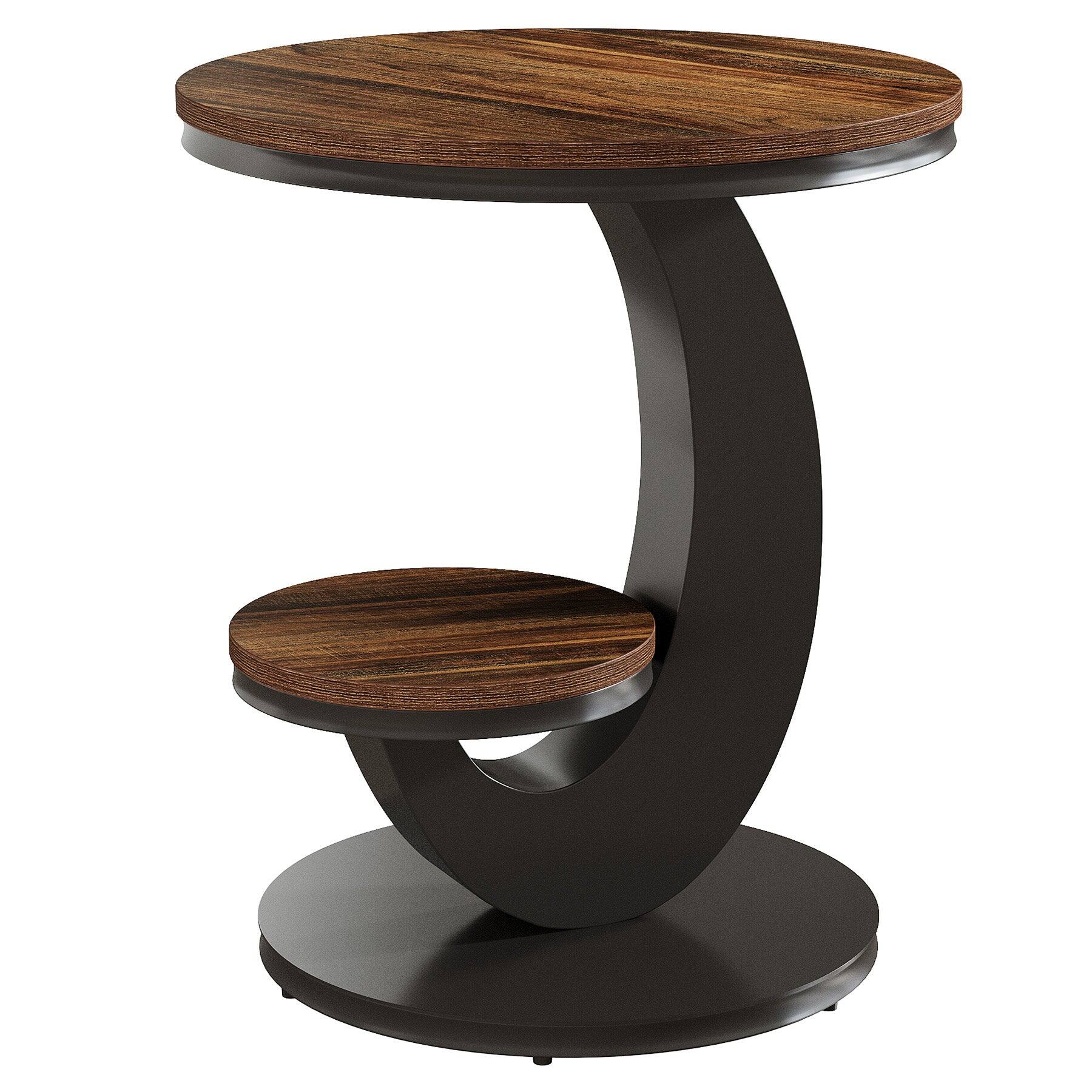 Alt View 4. Tribesigns - End Table with Engineered Wood Construction and Storage Shelves for Living Room, Bedroom and Entryway - Brown.