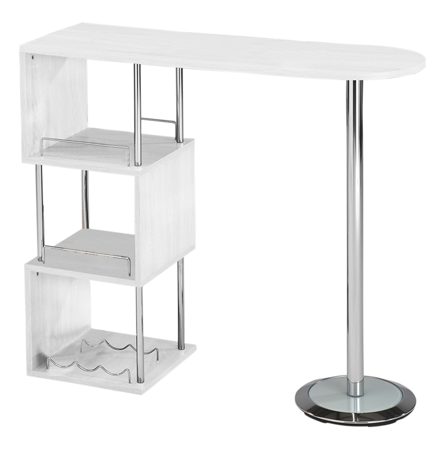 Back. Kings Brand Furniture - Kings Brand Furniture Minorca Bar Table with Shelves for Wine Bottles & Glasses - White.