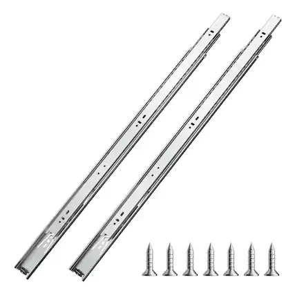Front. VEVOR - Drawer Slides, 24 inch, 10 Pairs Full Extension Ball Bearing Cabinet Rails, 100 LB Load Capacity Heavy Duty Side Mount - Silver.