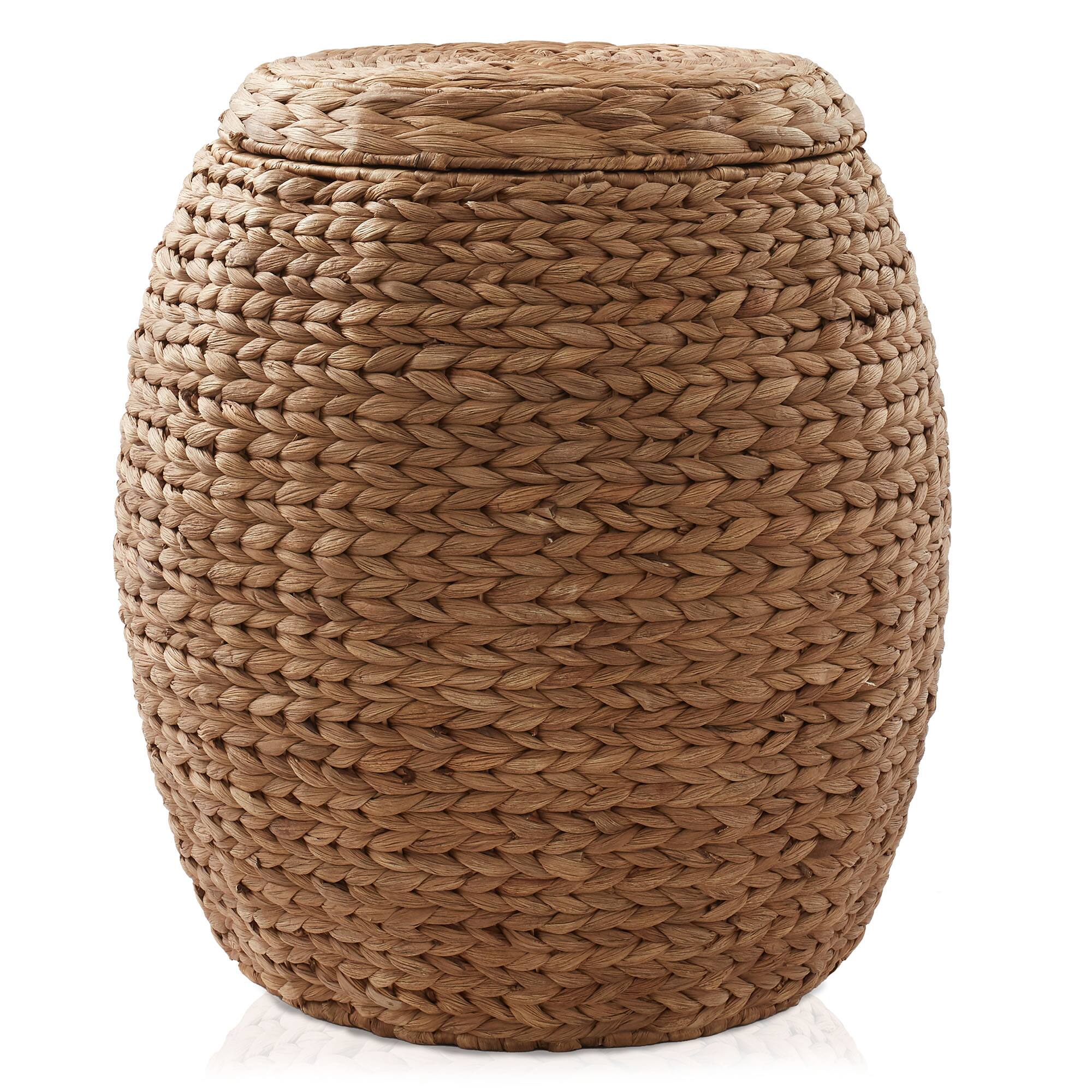 Alt View 2. Casafield - Round Water Hyacinth Storage Basket/Hamper with Lid - Cinnamon.