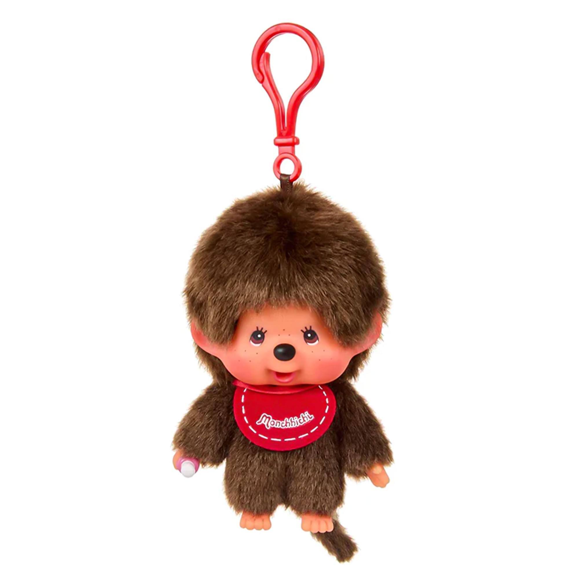 Front. Sumikkogurashi - Monchhichi Boy 4 Inch Plush Keychain - Brown.