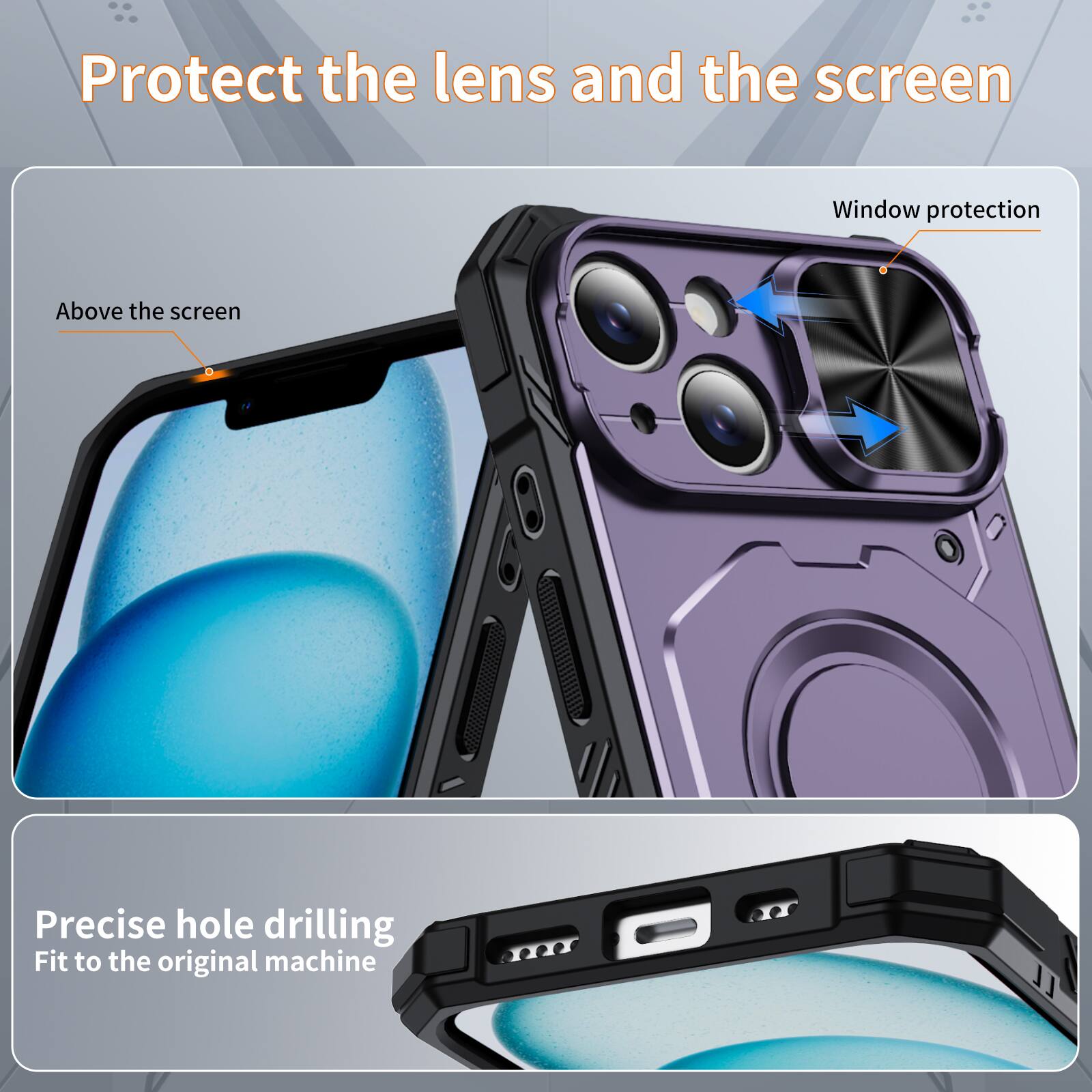 Protect the lens and the screen

Window protection

Above the screen

Precise hole drilling

Fit to the original machine