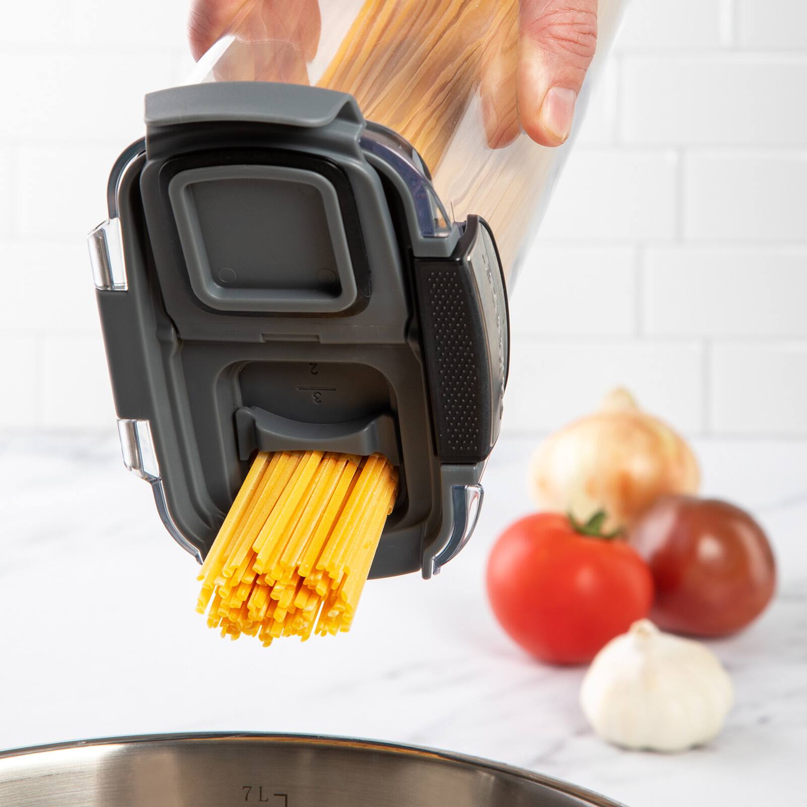 Alt View 4. Progressive International - ProKeeper+ Airtight Pasta Storage Container, Clear Plastic - Clear.
