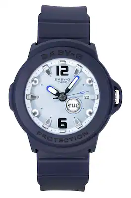Casio - Baby-G Plus Analog Resin Strap Dial Quartz BGA-15K-2A 100M Women's Watch With Convertible Holder - Light Blue