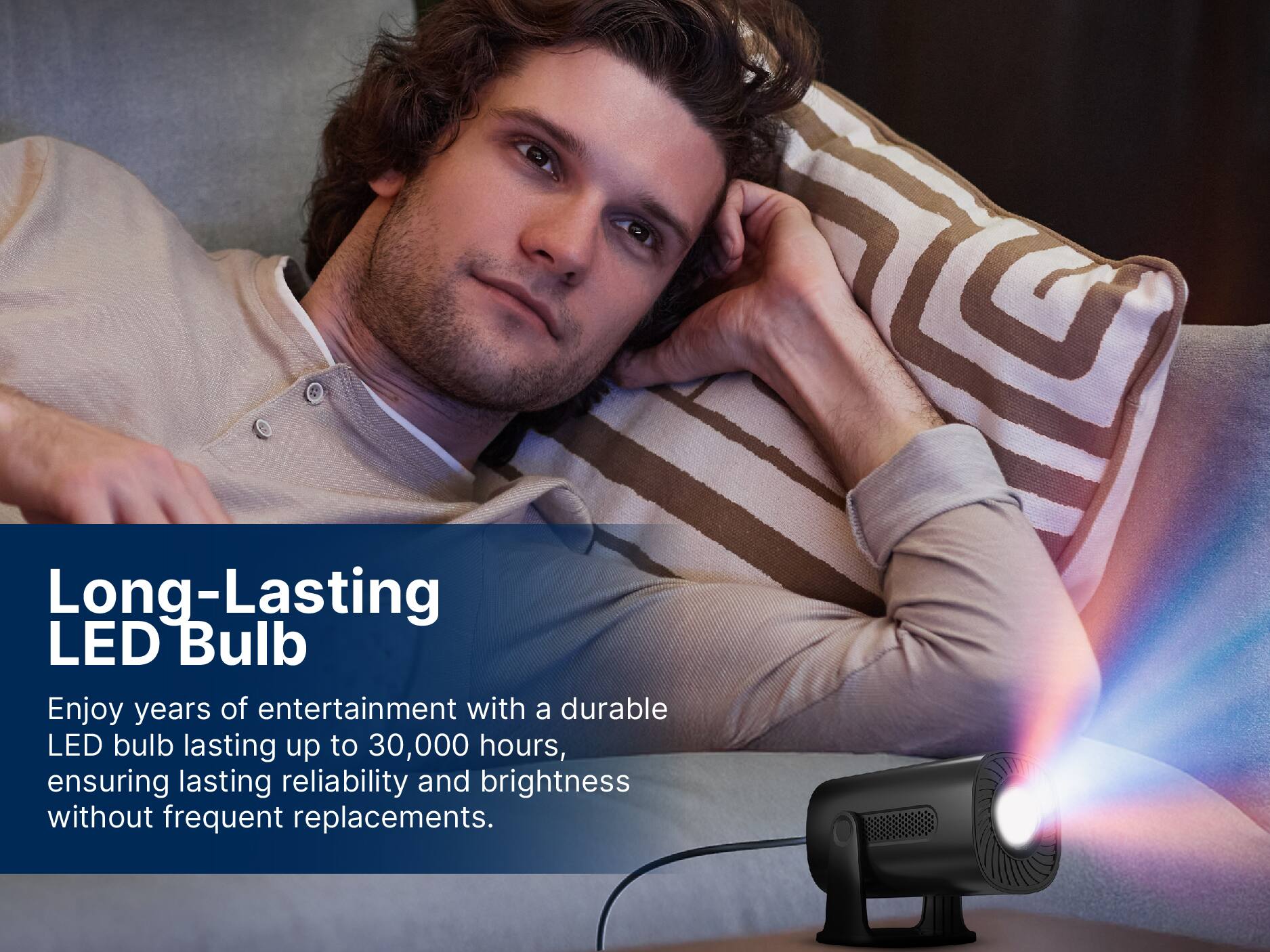 Long-Lasting LED Bulb
Enjoy years of entertainment with a durable LED bulb lasting up to 30,000 hours, ensuring lasting reliability and brightness without frequent replacements.