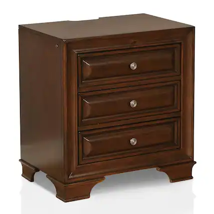 Front. Furniture of America - Bradford Solid Wood 3-Drawer Nightstand in Brown Cherry - Brown.