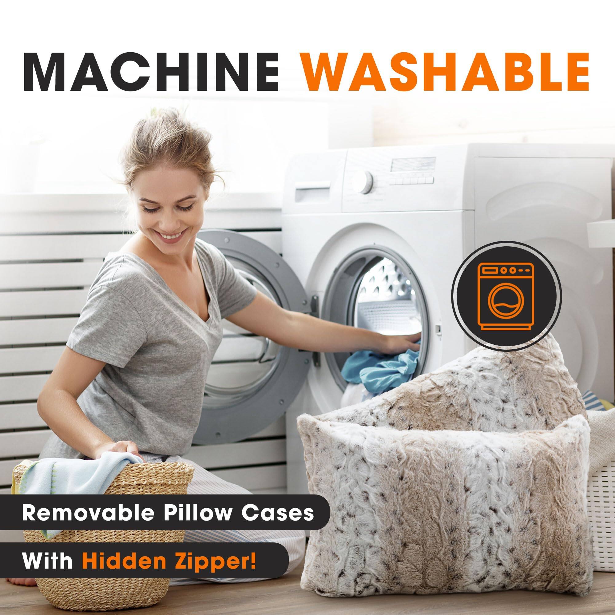 MACHINE WASHABLE

Removable Pillow Cases

With Hidden Zipper!