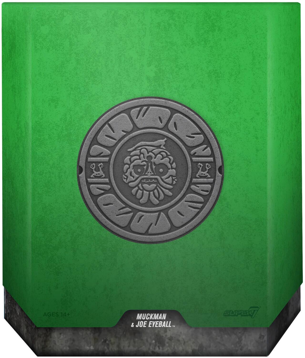 The corrected text is: "AGES 14+ MUCKMAN & JOE EYEBALL SUPER T."