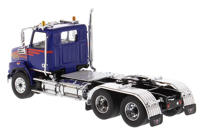Alt View 2. Diecast Masters - Western Star 4700 SB Tandem Day Cab Tractor Blue 1/50 Diecast Model by Diecast Masters.