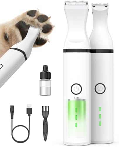 Vulpecula Spade - Dog Paw Trimmer, Cordless Paw Hair Trimmer for Dogs with Double Blades, Quiet 2 Speed Small Dog Grooming Clippers for