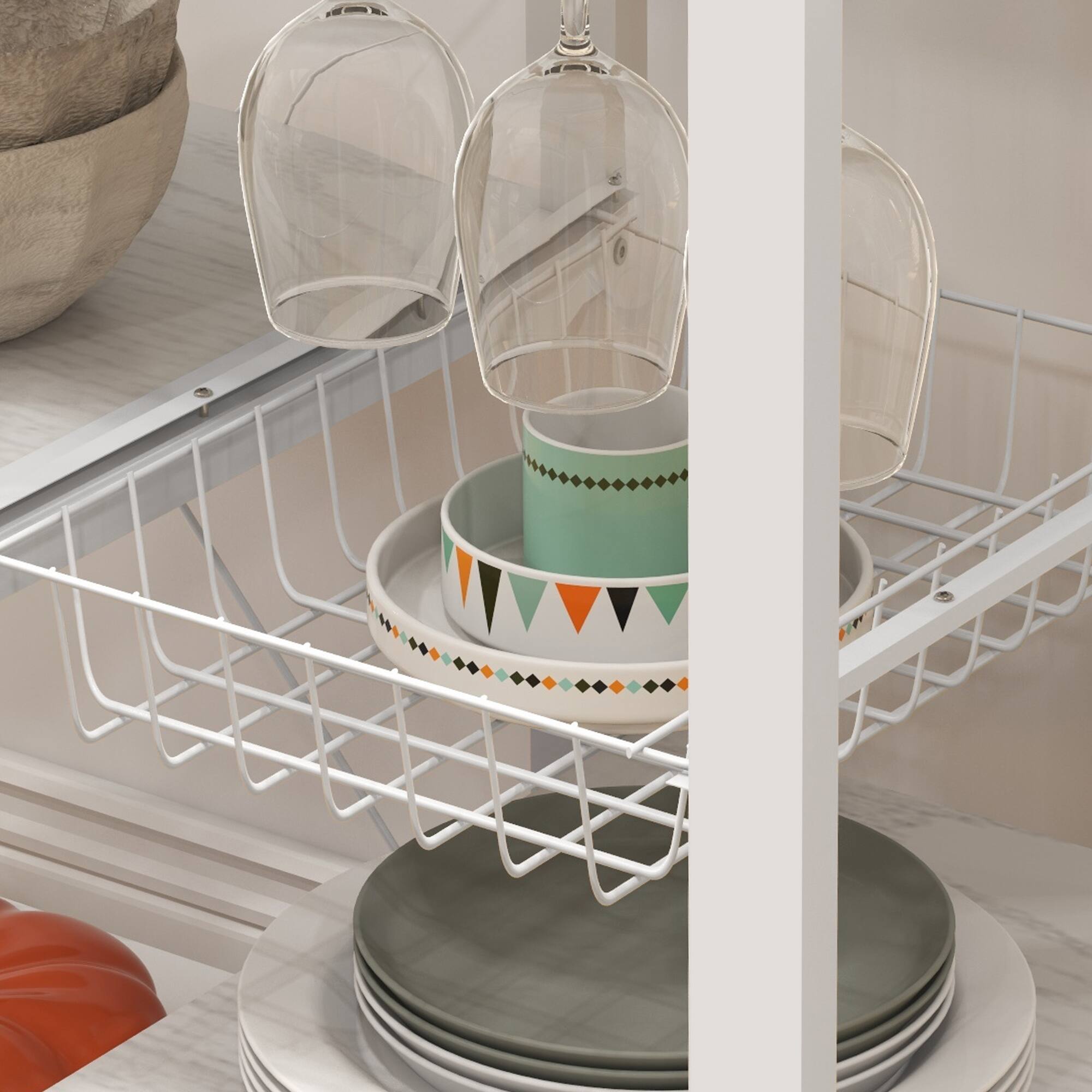 Alt View 8. Homcom - Bakers Racks with Power Outlet & LED Lights, Coffee Bar Table with Storage, Microwave Stand with Glass Holders.