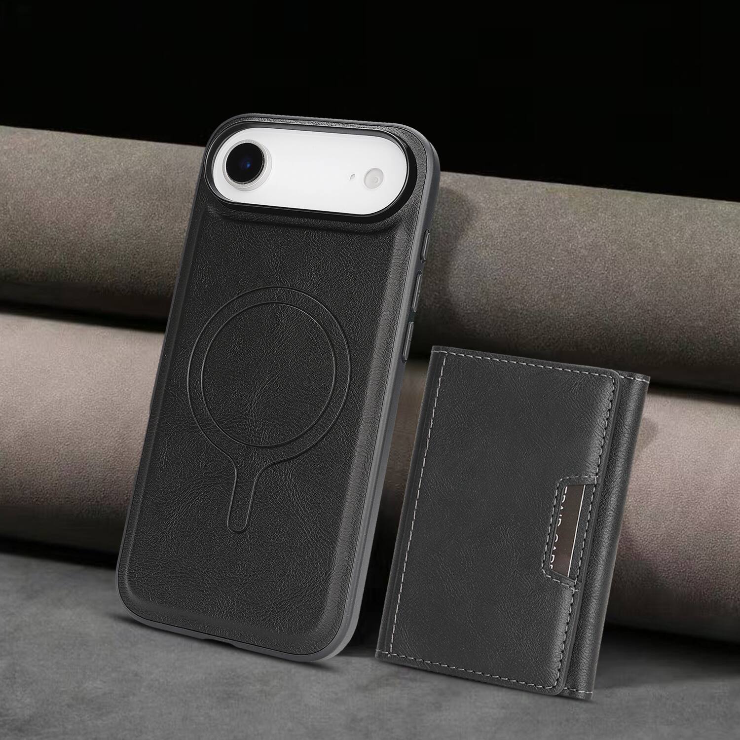 Alt View 2. Dteck - 2-in-1 Magnetic Wallet Case for Apple iPhone Air, Shockproof PU Leather Cover with Detachable 7-Card Holder - Black.