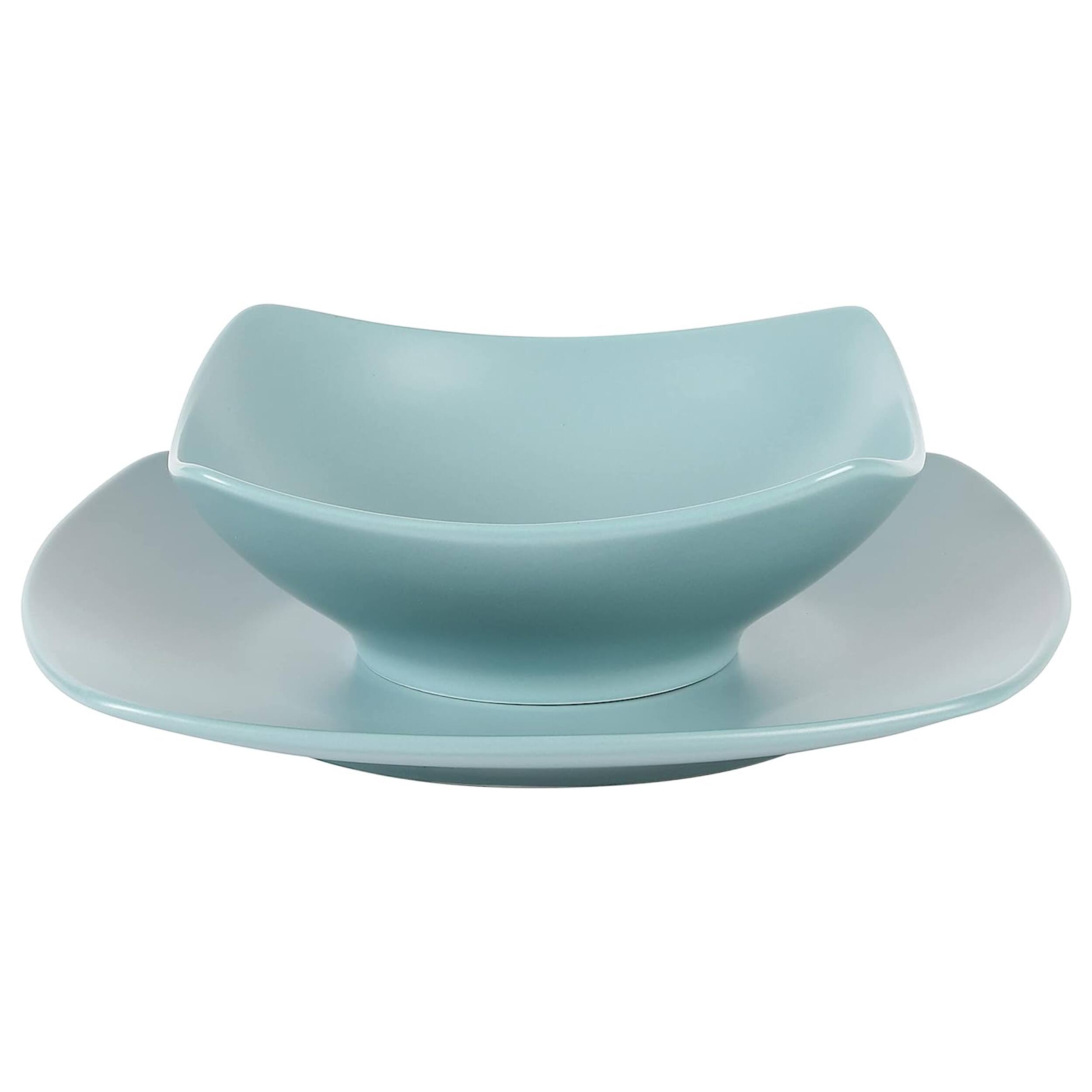 Alt View 2. Gibson - Gibson Home Zen Buffetware 8 Piece Fine Ceramic Dinnerware Set In Matte Arctic Blue - Blue.