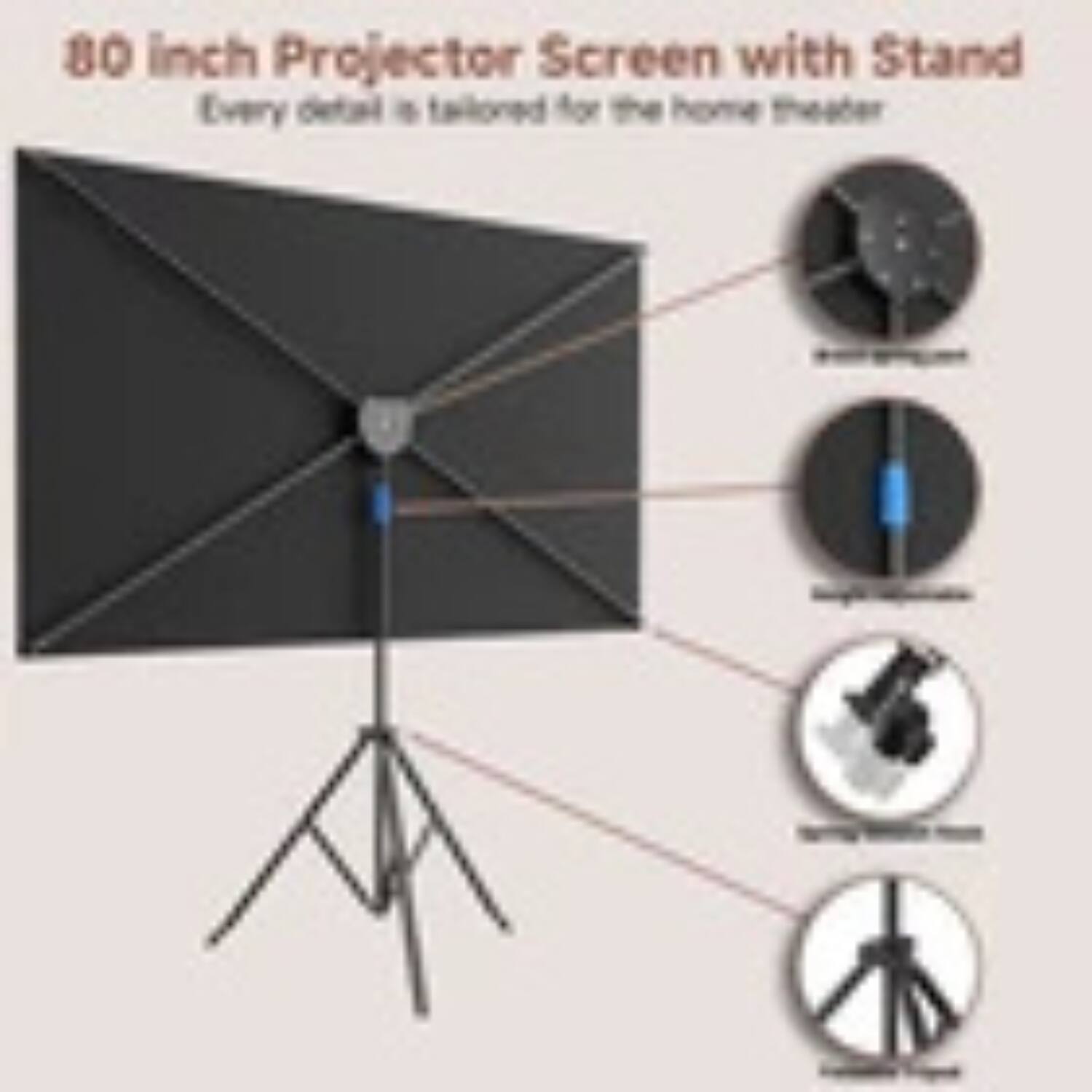 80 inch Projector Screen with Stand  
Every detail is tailored for the home theater
