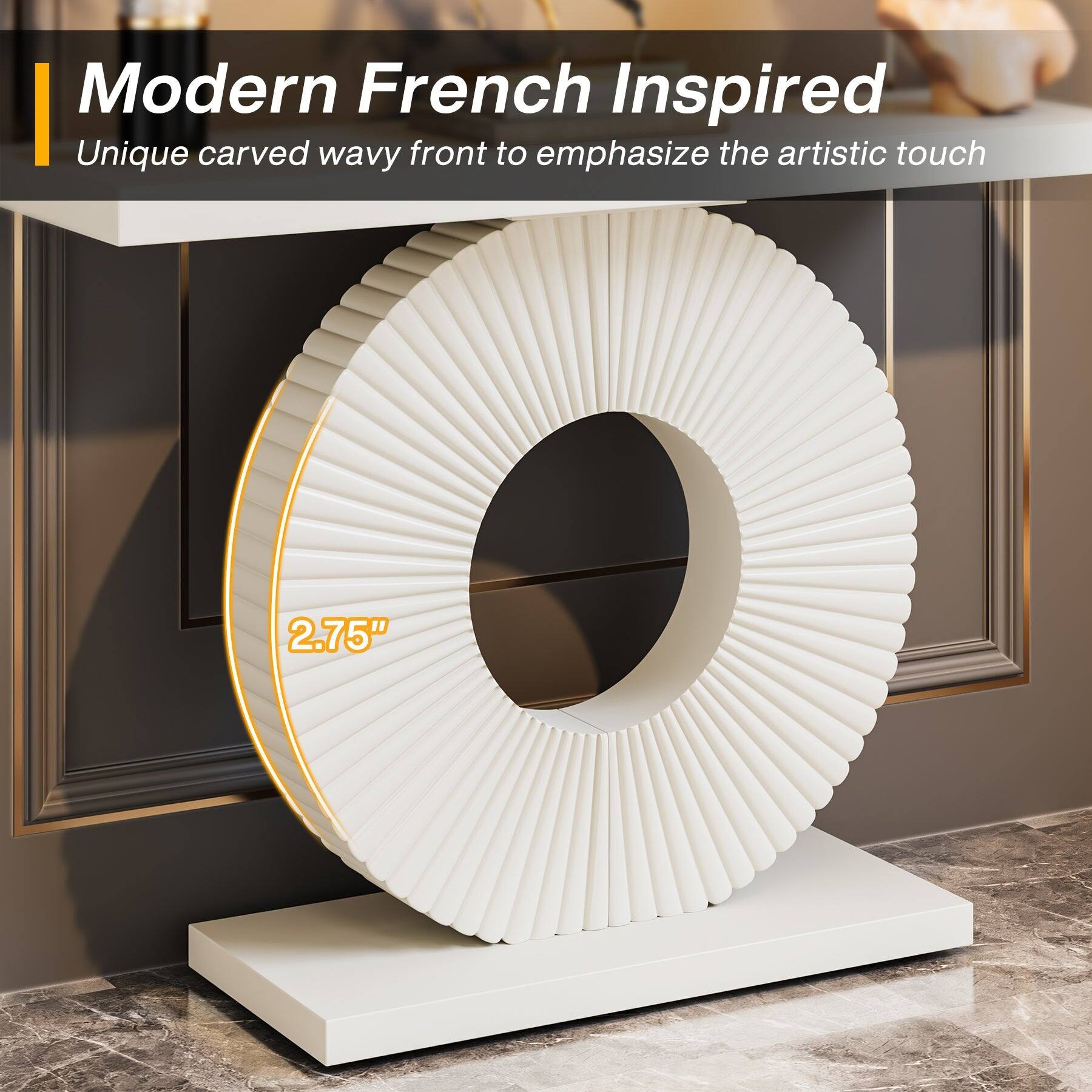 Modern French Inspired  
Unique carved wavy front to emphasize the artistic touch  
2.75"