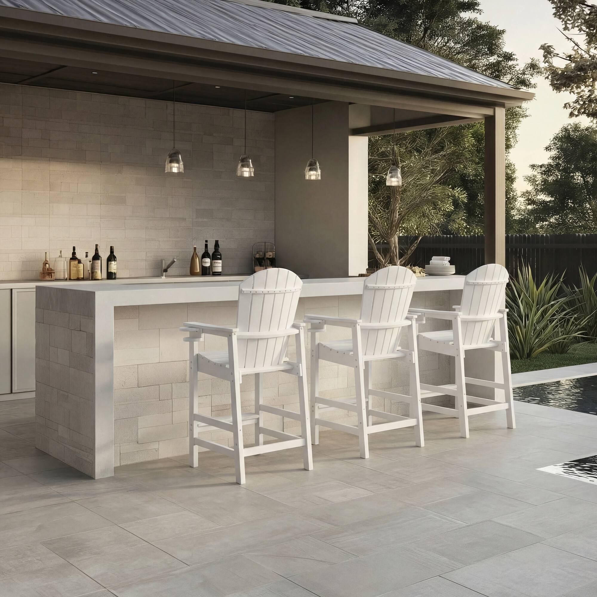 Alt View 1. Boyel Living - HDPE Bar Height Adirondack Chair with Armrests and Cup Holder - White.