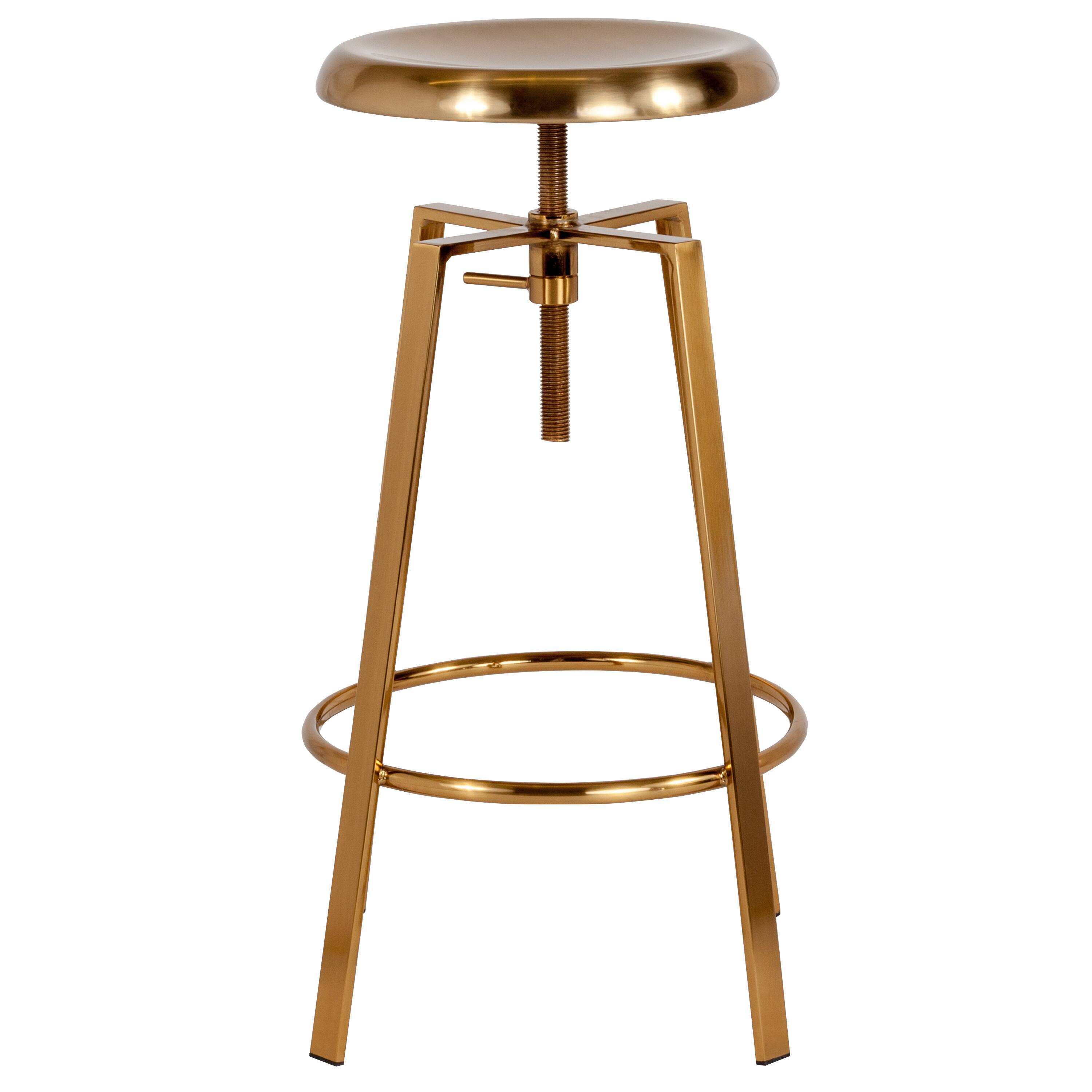 Alt View 5. Emma + Oliver - Industrial Style Barstool with Swivel Lift Seat - Gold.