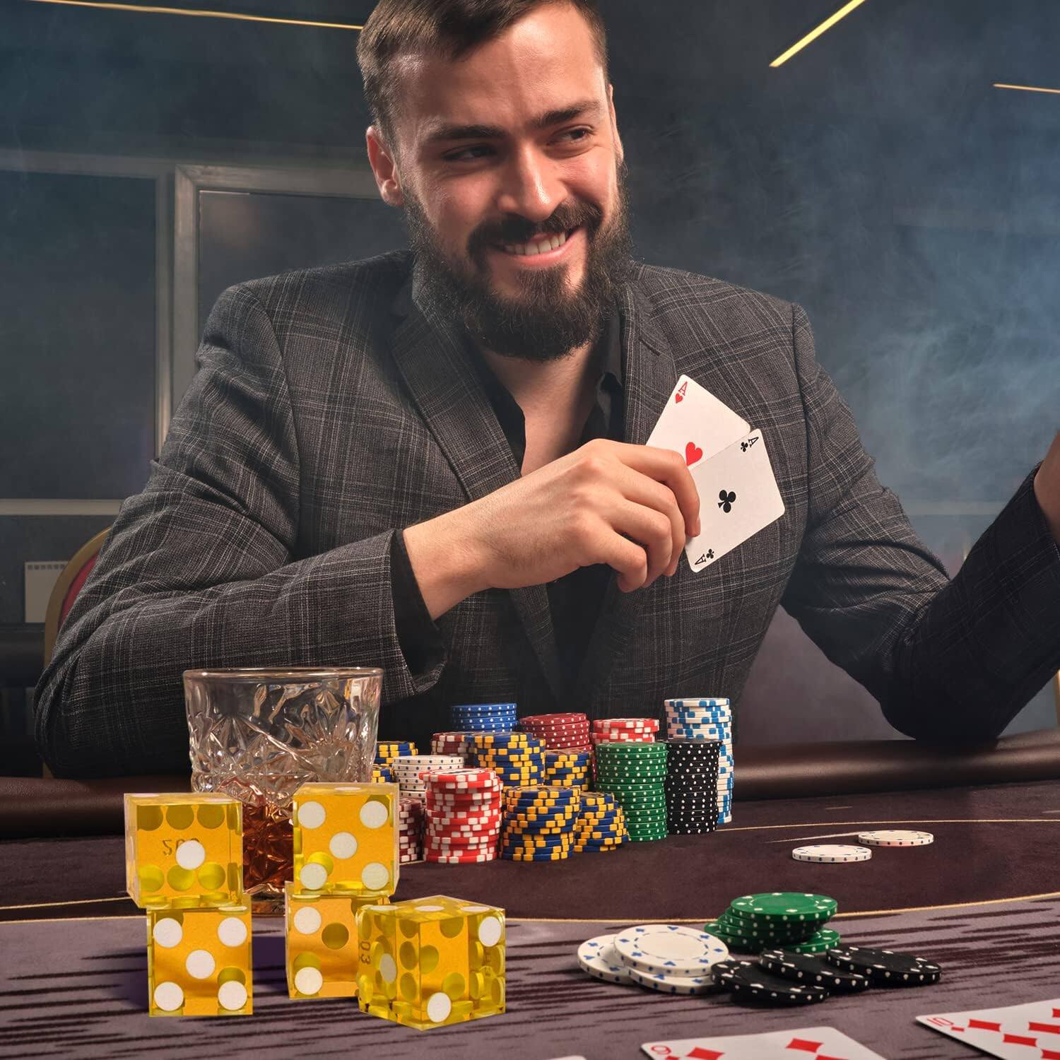 Alt View 3. GSE Games & Sports Expert - 19mm Vegas Casino Style Craps Dice Set of 5 with Razor Sharp Edges（Yellow).