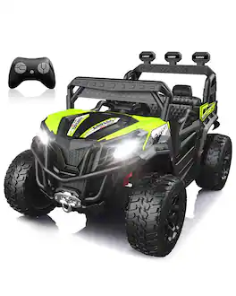 ANPABO - 24V Ride On Toys for Big Kids Boys&Girls w/Remote Control, 4WD/2WD Switchable, 4-point Harness, 4 Shock Absorbers - Green