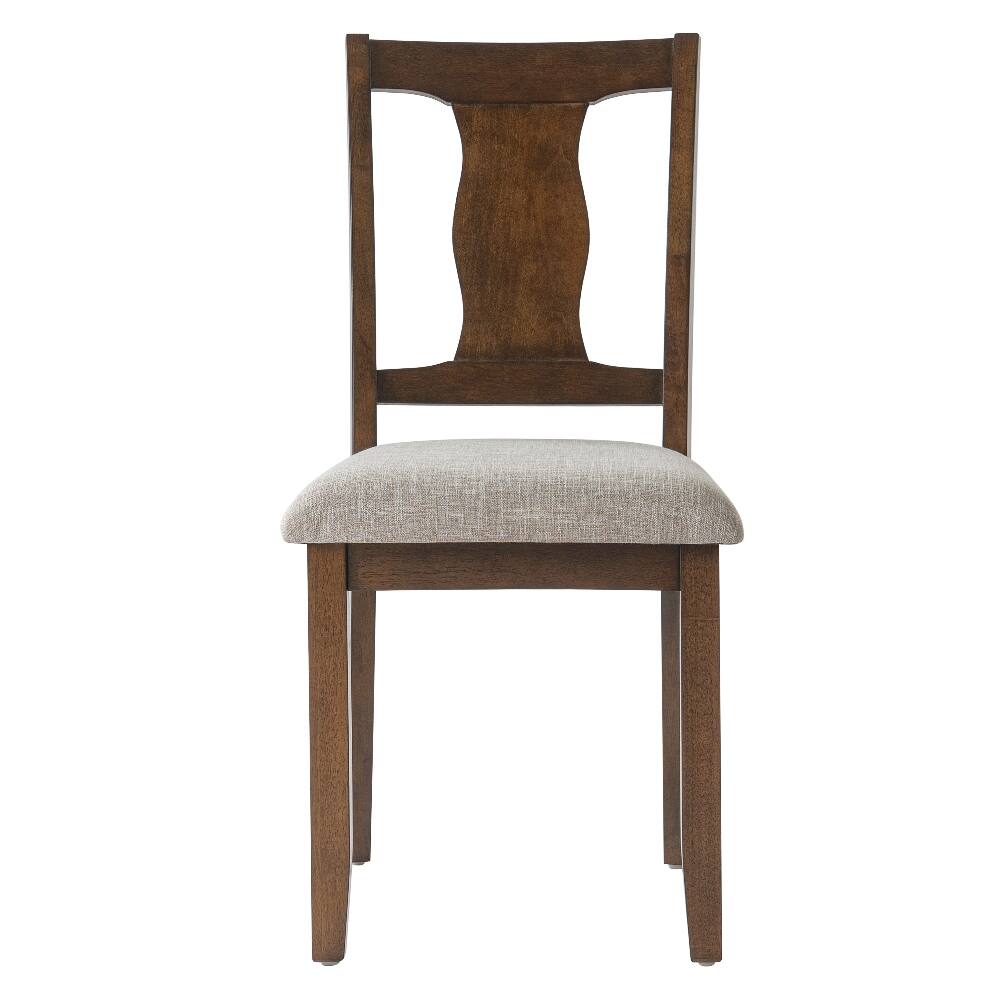 Alt View 3. Loheer - Loheer Dining Chairs Set of 2 Mid-Century Modern Upholstered High Back Rubberwood Padded Kitchen Desk Chairs Brown Beige - Brown, Beige.