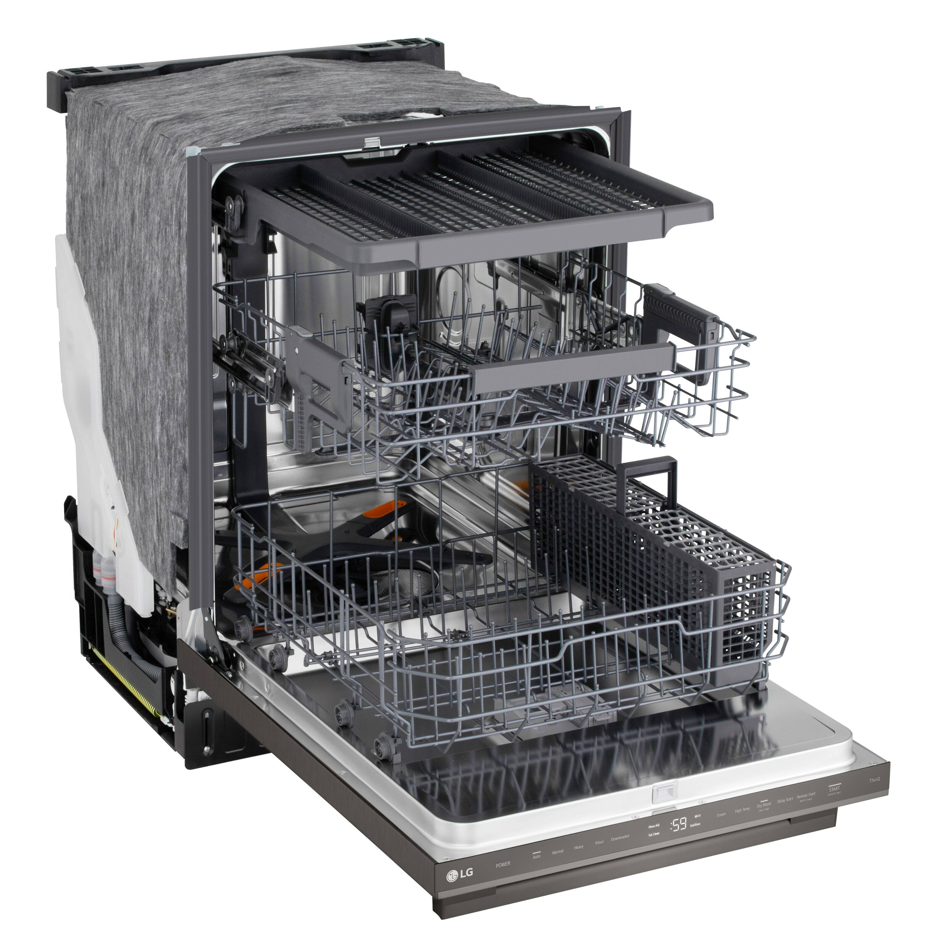 Alt View 10. LG - FlushFit 24" Top Control Smart Built-In Stainless Steel Tub Dishwasher with 3rd Rack, 1-Hour Wash & Dry Cycle and 46dBA - Black Stainless Steel.