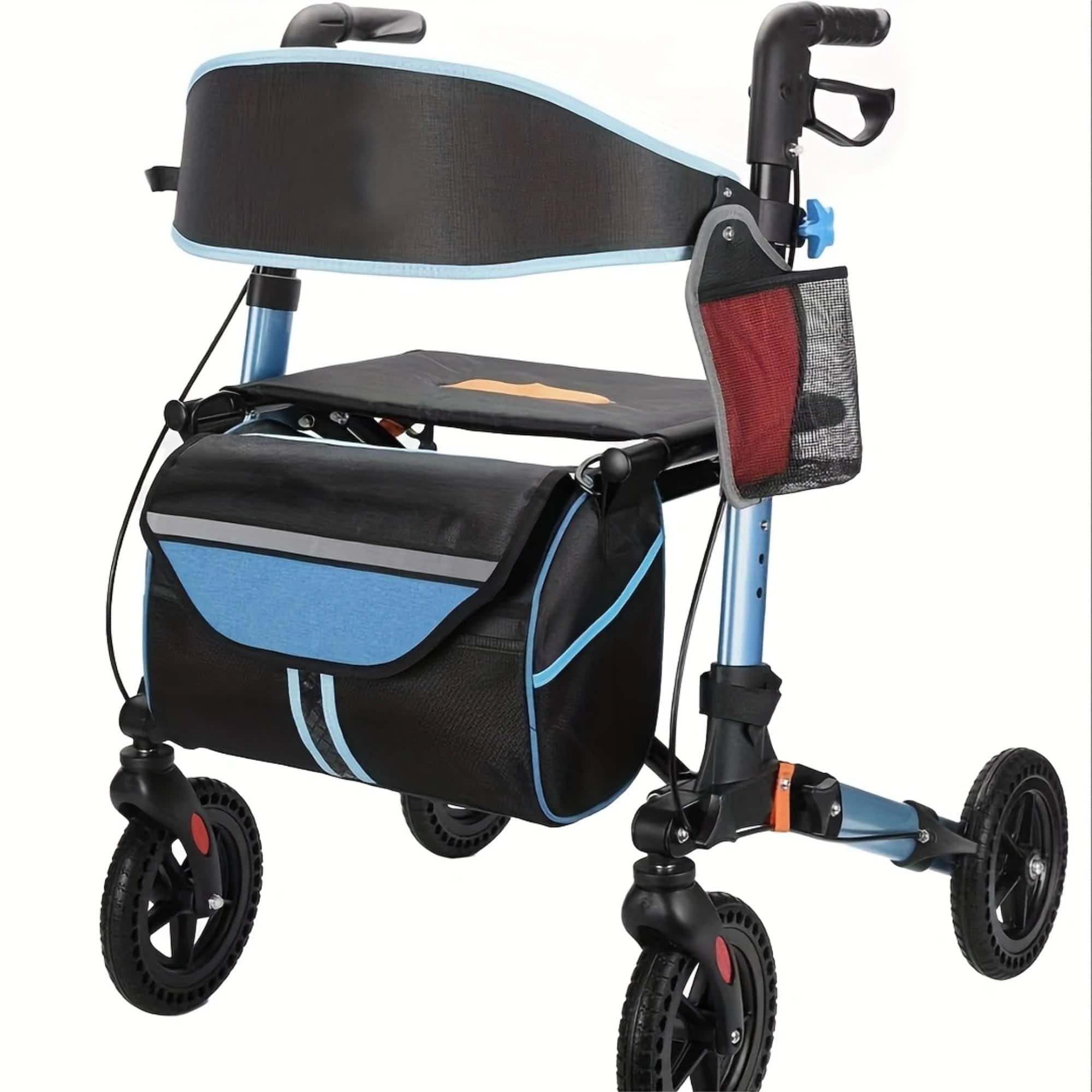Boyel Living - Rollator Walker for Seniors Lightweight Foldable with Seat 8 inch Rubber Wheels Handles - Blue