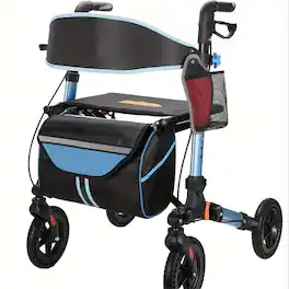 Boyel Living - Rollator Walker for Seniors Lightweight Foldable with Seat 8 inch Rubber Wheels Handles - Blue