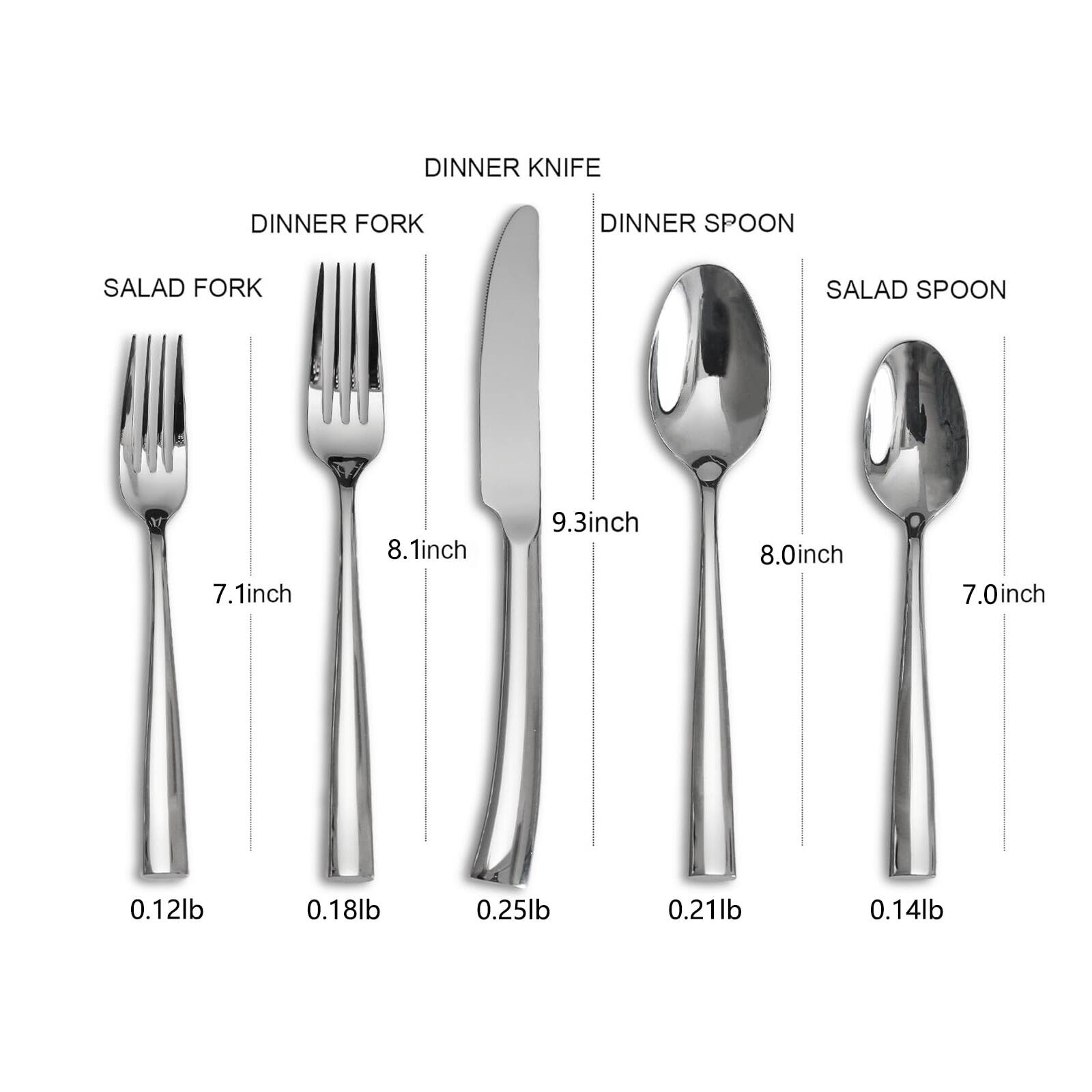 Angle. Dazzed Corner - 20-Piece Silverware Set, Glossy Stainless Steel Flatware Service for 4 - NY8JPSC.