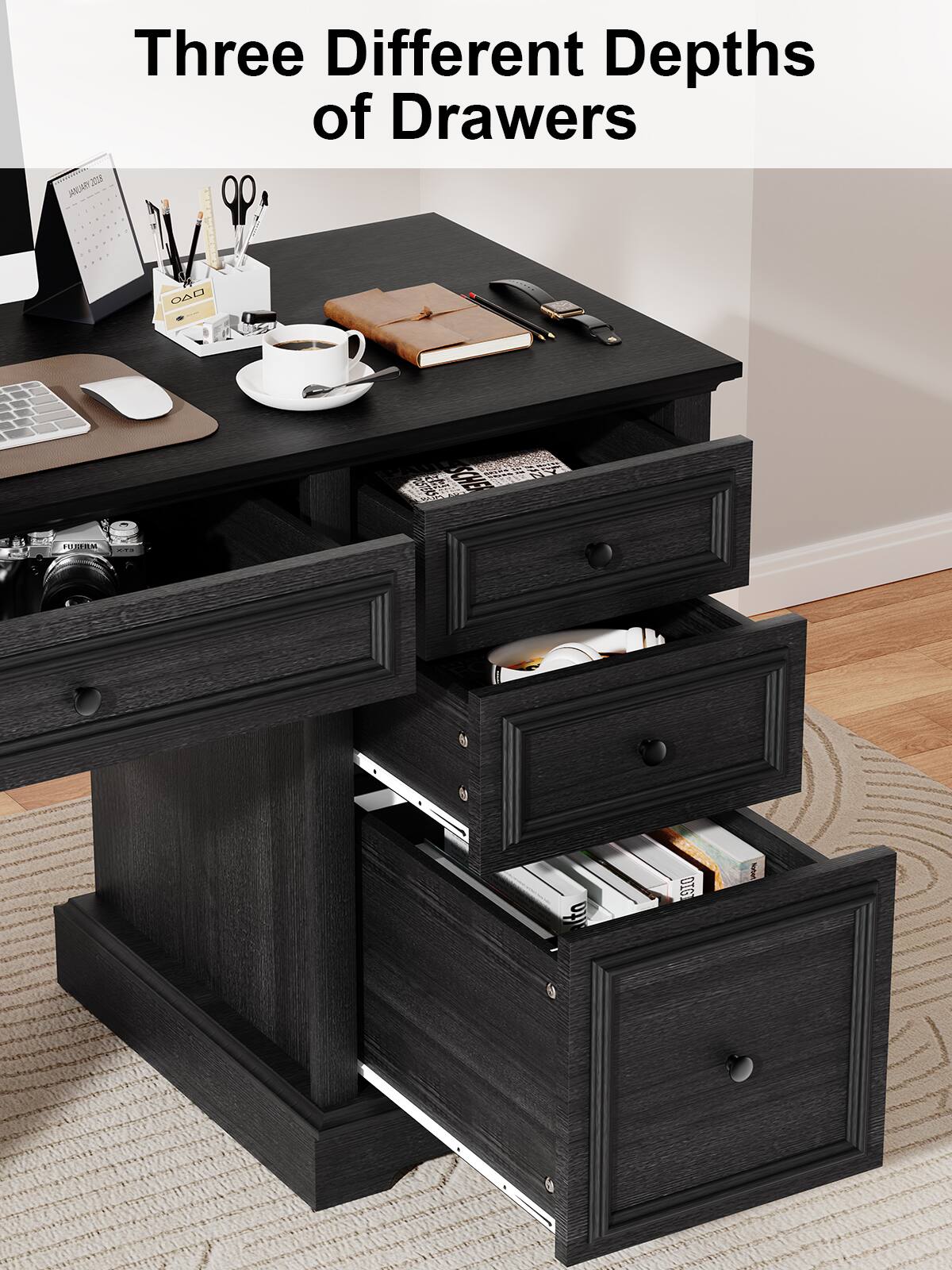 Three Different Depths of Drawers