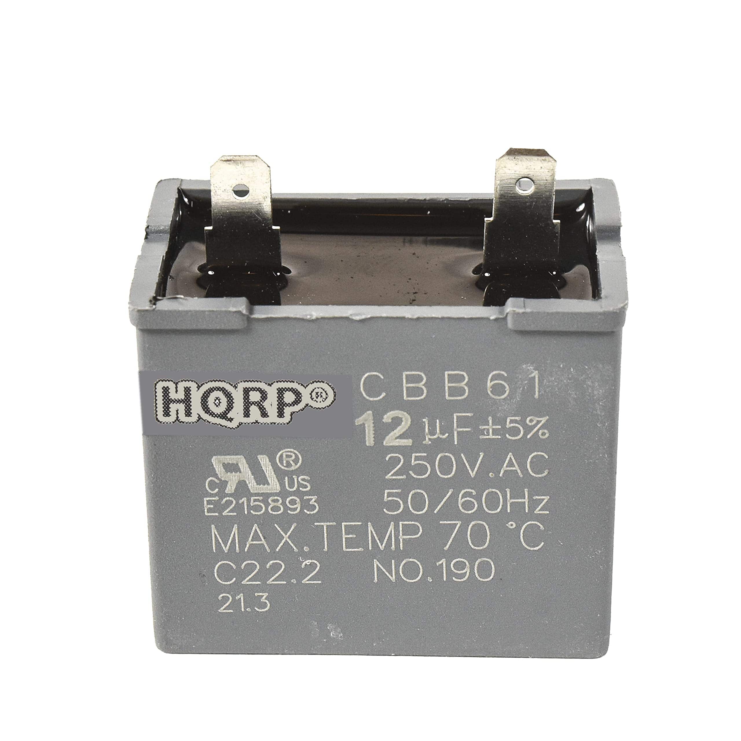 HQRP - 12 uF Refrigerator Motor Capacitor 250 VAC UL Listed Replacement for Whirlpool W10590083