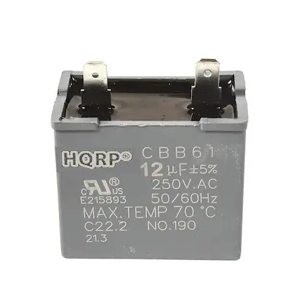CBB61
12 µF ±5%
250V.AC
50/60Hz
MAX. TEMP 70°C
C22.2
NO.190
E215893
HQRP®
AU US