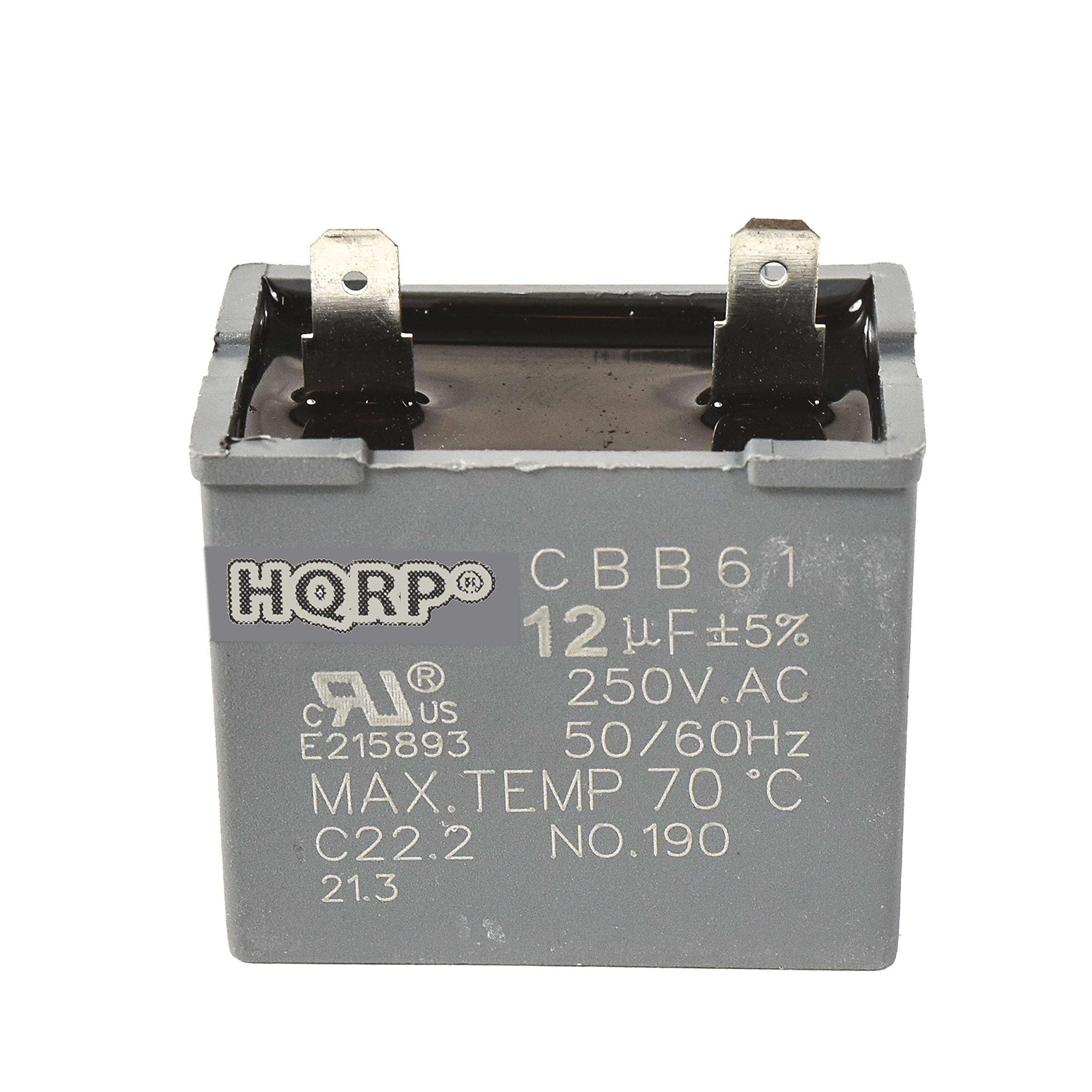CBB61  
12 µF ±5%  
250V.AC  
50/60Hz  
MAX. TEMP 70°C  
C22.2  
NO.190  
E215893  
HQRP®  
AU US